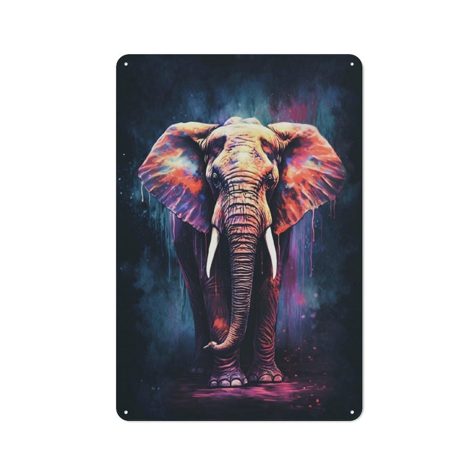 Junmoney Amazing Elephant Metal Plaque 30X20cm With For Hallway Wall, Retro Decor, For Wall Display Collectors