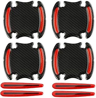 Car Door Handle Scratch Protectors for Nissan Titan 2004–2025 2026 A61, Carbon Fiber Door Handle Stickers Reflective Anti-Scratch Door Handle Paint Scratch Protector,A-Black+Red