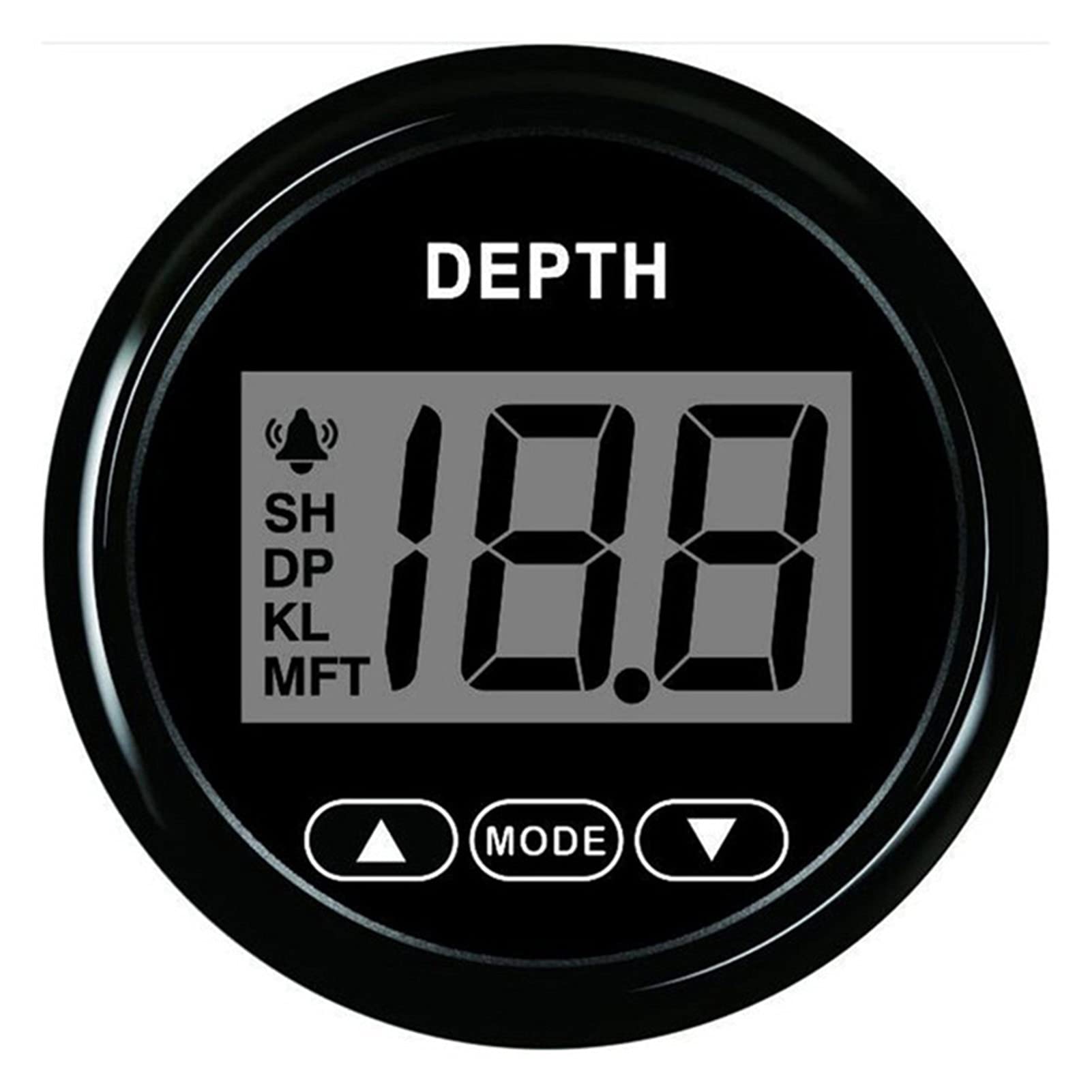 Yachtinstrument Universal- 2‚‘ 52mm Tiefenmesser Pulssignal Digital Boot Wasserdicht IP67. Tiefenmesser für Marine Boat Yacht Red Hintergrundbeleuchtung 9-32V Bootszähler