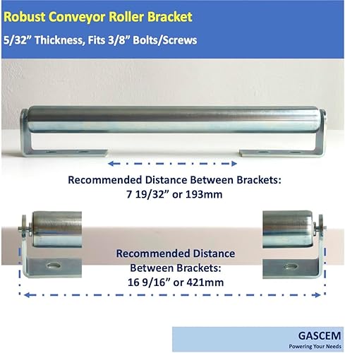 Miniatura 4 de Rodillo largo con juego de soporte, 16 pulgadas de largo, 1.5 pulgadas de diámetro, acero galvanizado, soporte versátil para soportes de rodillos,