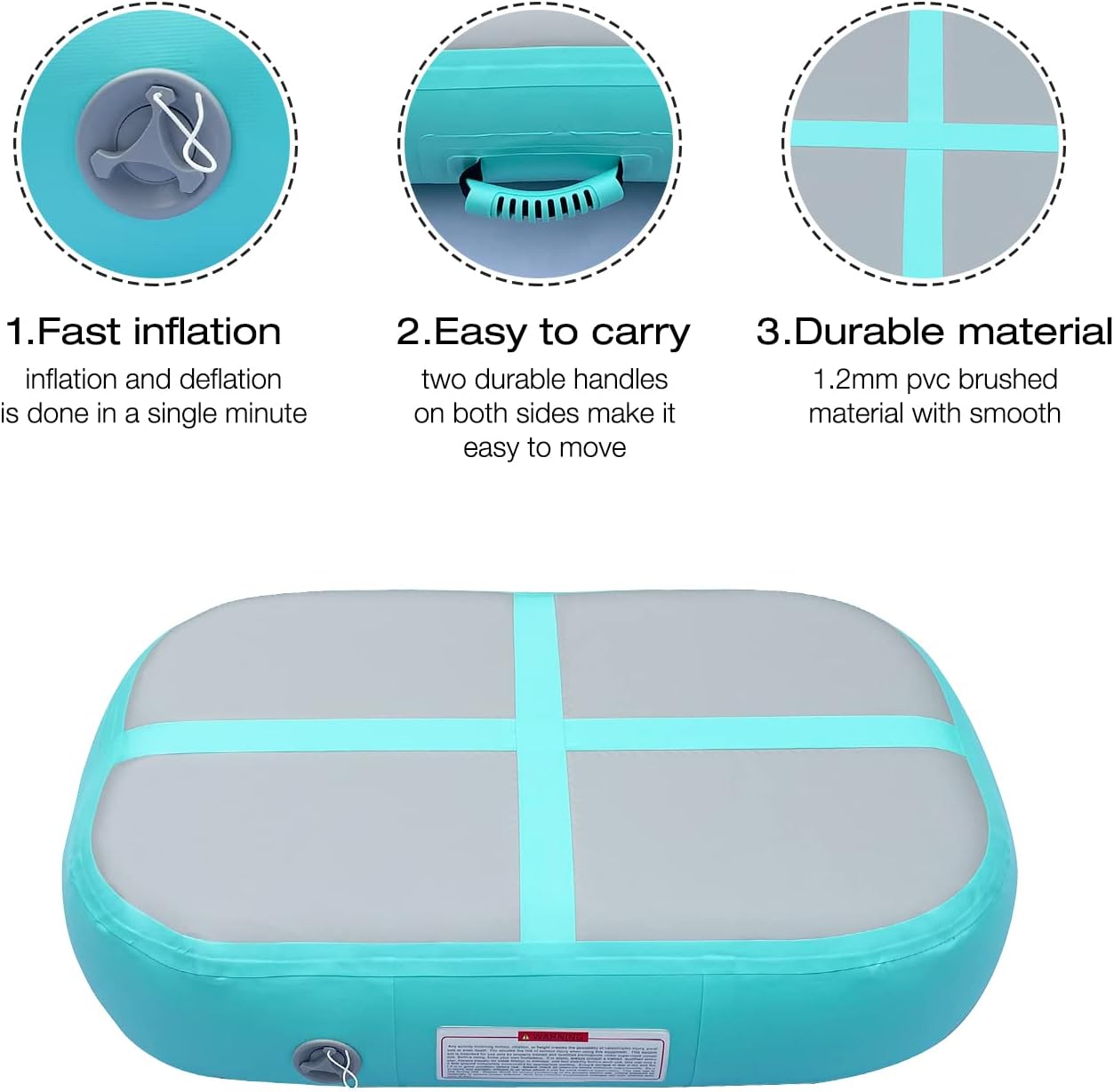 Gymnastics Air Roller Air Barrel Inflatable Tumbling Mat, Tumble Track Backhandspring Mat Gymnastic Equipment with Pump for Yoga Training Cheerleading Home Use