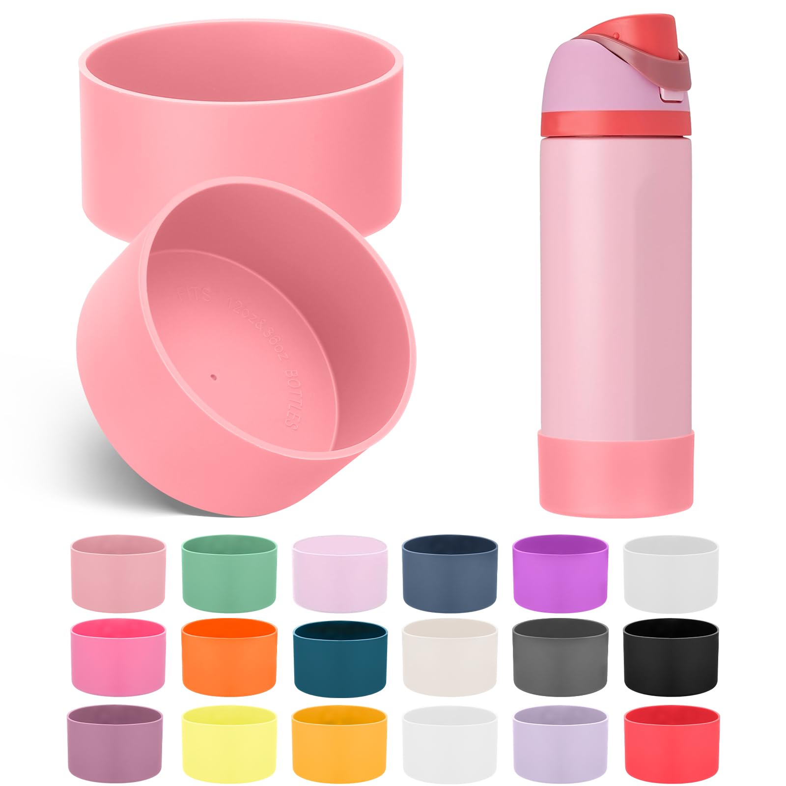 Mity rain 2PCS Silicone Boot for Owala Water Bottle FreeSip Angel Food Cake 24 Ounces