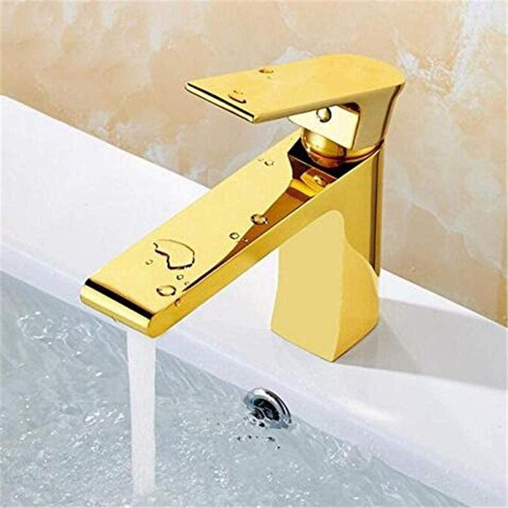 Mitigeur en laiton doré chic pour salle de bain moderne à long cou
