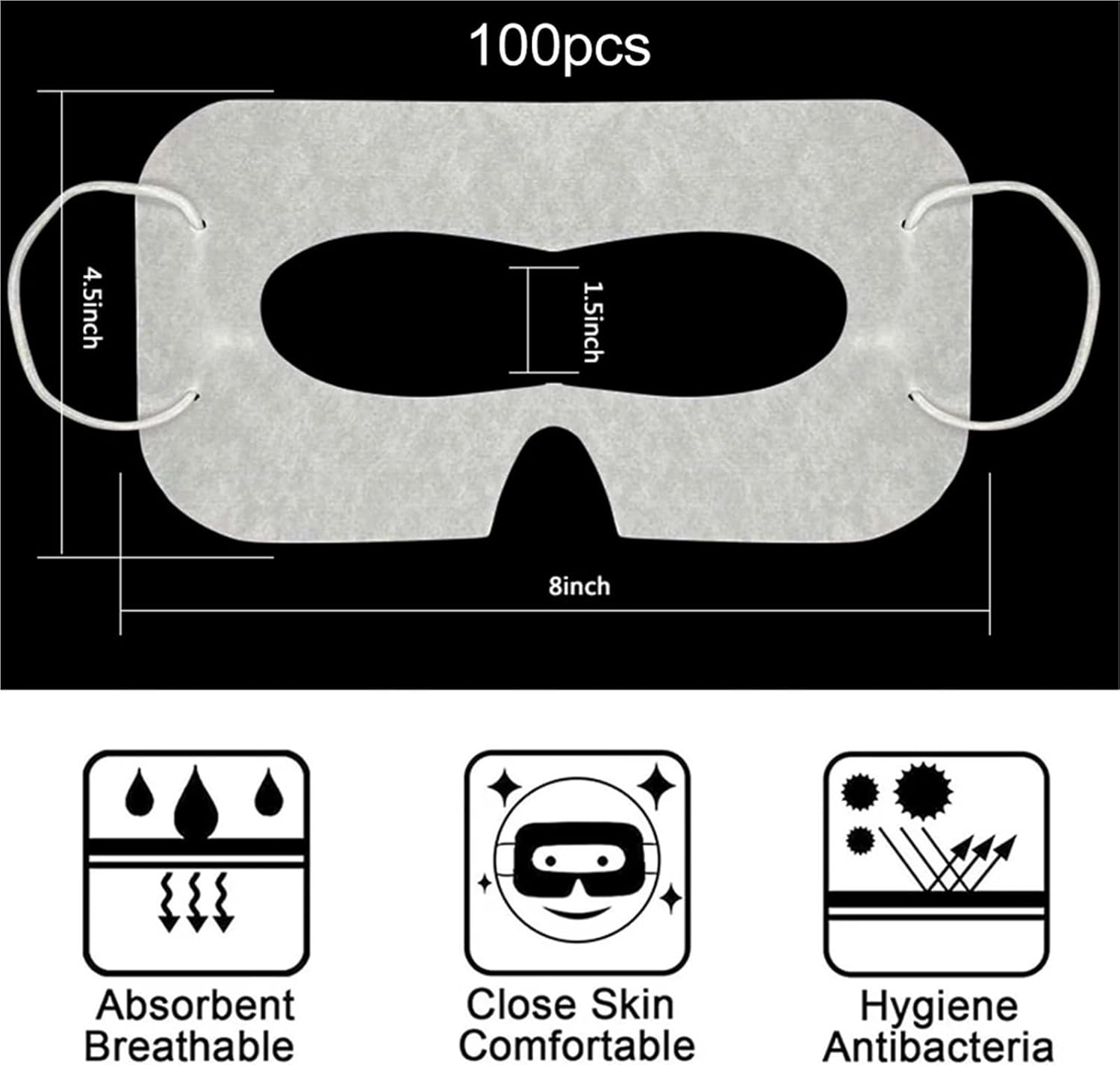 Disposable VR Mask 100Pcs Disposable VR Eye Covers for Meta Quest 3S, Sweat Guard Face Mask Protector