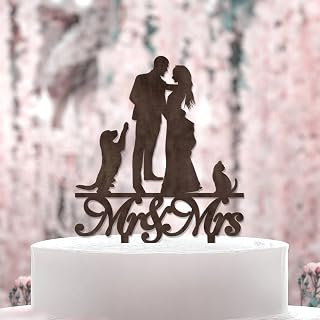 Decoración para tartas de despedida de soltera, decoración personalizada para tartas de boda, decoración para tartas de boda con Jack Russell Terrier y Rottweiler, color marrón