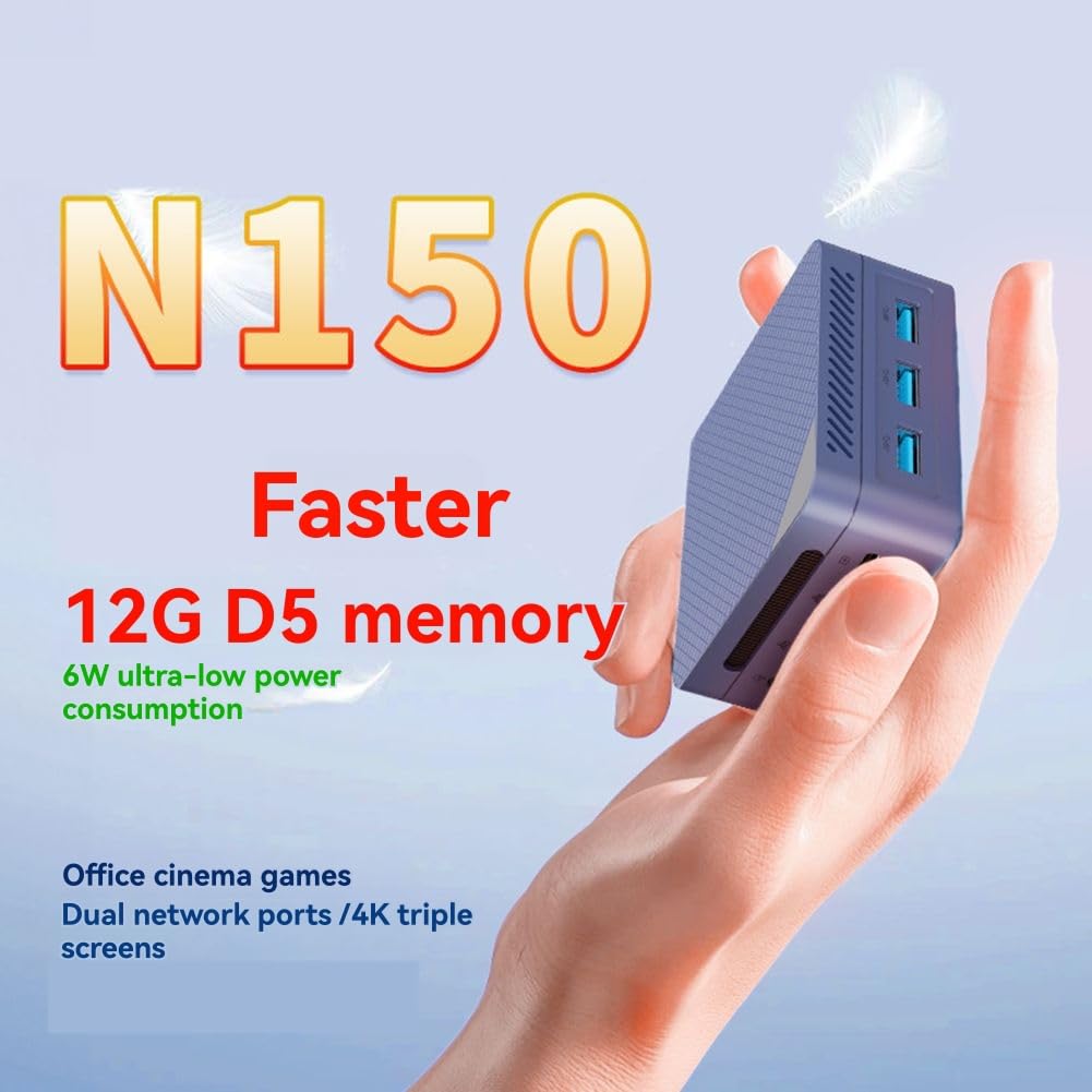 12 GB LPDDR5 4800 MHz Mini PC ZX06 Twin Lake N150 Win11 komputer stacjonarny gamingowy Dual LAN Dual HD Display Port