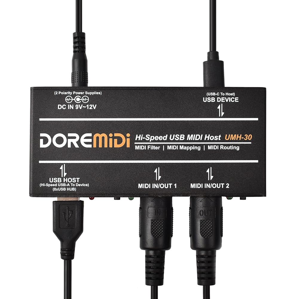 USB de alta velocidad HOST 3G MIDI Host Interfaz Box MIDI USB a MIDI Converter cuenta con USB 2.0 de alta velocidad (UMH-30)