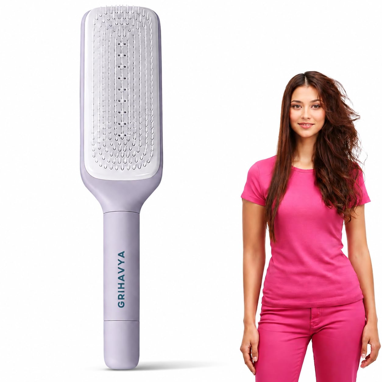 Self Cleaning Hair Detangler Brush for Women, Kids & Girls | Anti Static Hair Comb for Wet Dry Hair | Scalp Massage Brush for Curly, Straight & Thick Hair-image-27