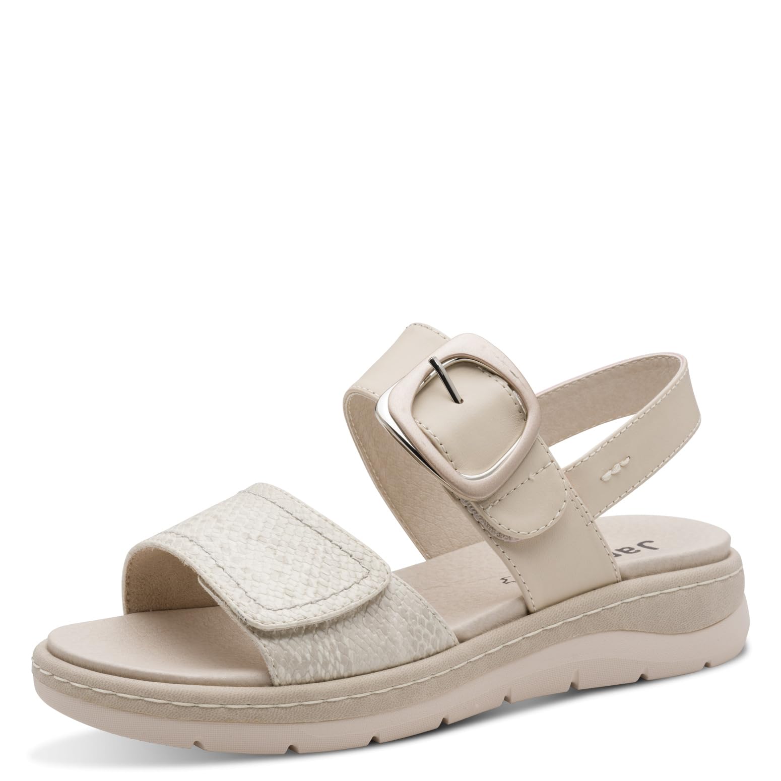 Jana Women's Softline Leather Wedge/Plat Sand 8-28701-46 Flat Sandals, Ivory Comb, 40 EU