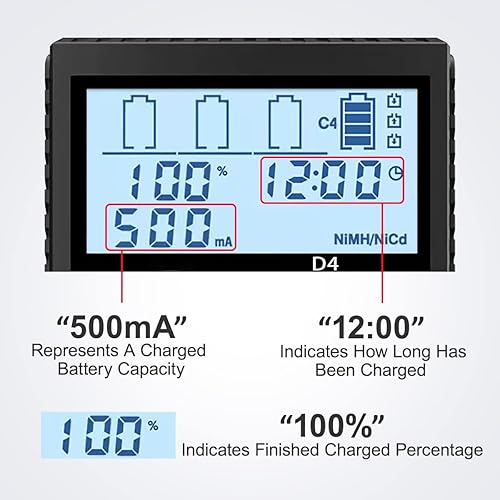 Miniatura 3 de Cargador de batería 18650, cargador de batería AA para batería recargable de 3.7 V, LiFePO4 IMR 18650 14500 16340 RCR123A 21700 26650 Ni-MH Ni-CD AA