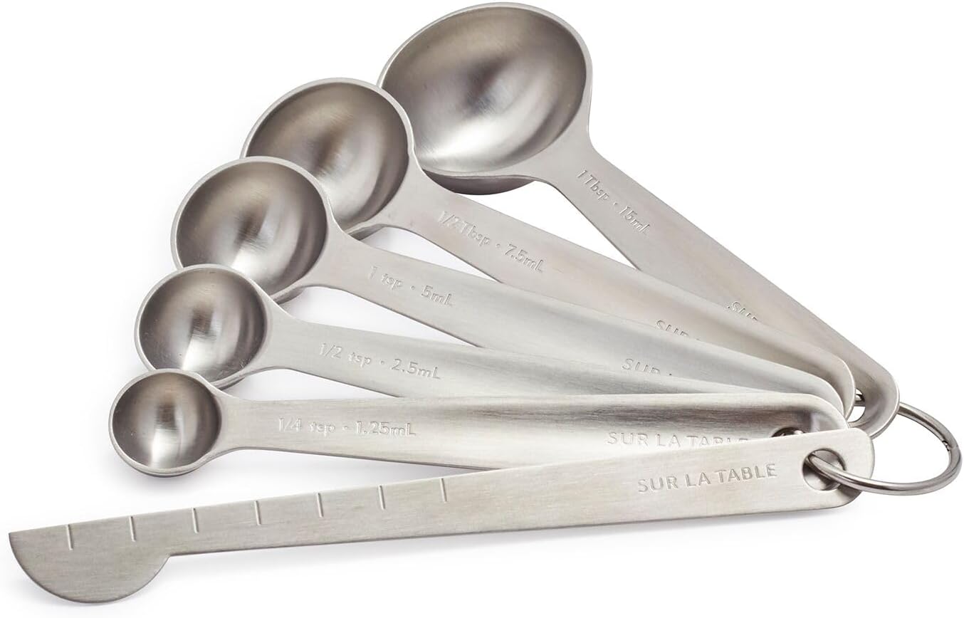 Sur La Table Round Measuring Spoons, Set of 6, Silver