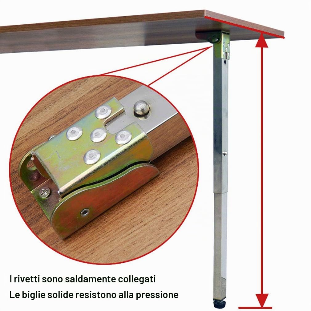 Gambe per Mobili in Acciaio Inossidabile,Piedini da Barra Tavolo per Pieghevoli Telescopica,per Gabinetto/Tavoli da Pranzo,50-130cm,Base Protettiva Regolabile,con Viti (80cm/31.5in)