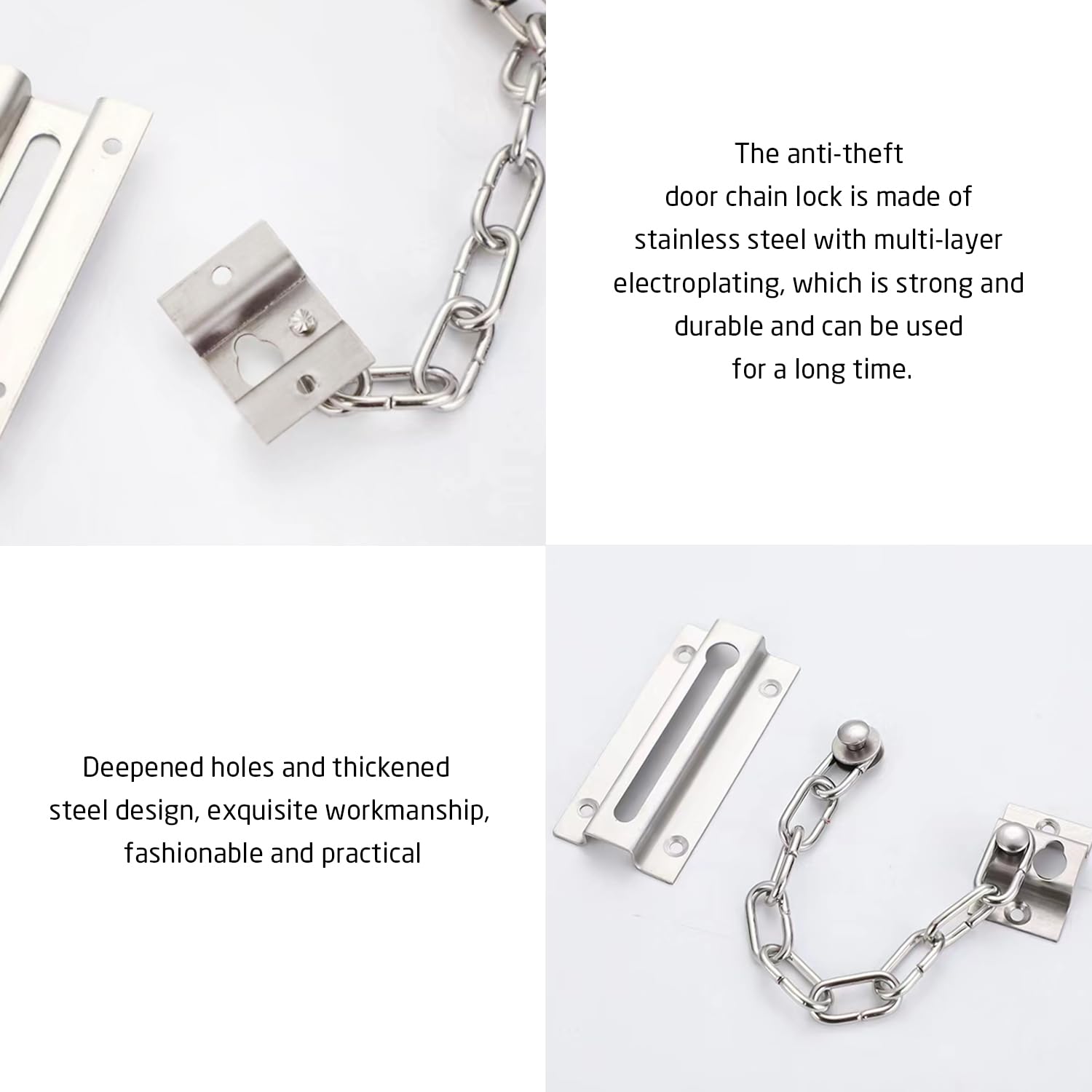 1 Piece Stainless Steel Door Chain Lock, Front Door Security Chain, Upvc Door Limiter, Anti-Theft Door Chain Lock - Image 3