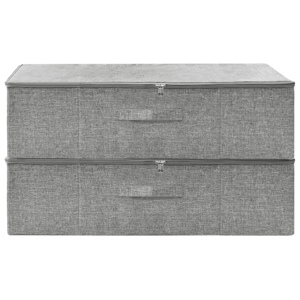 Aufbewahrungsboxen 2 Stk Stoff Grau 70x40x18 cm faltbar mit Griff, Kleiderschrank Organizer und Schminktisch Organizer für Schubladen und Aufbewahrung