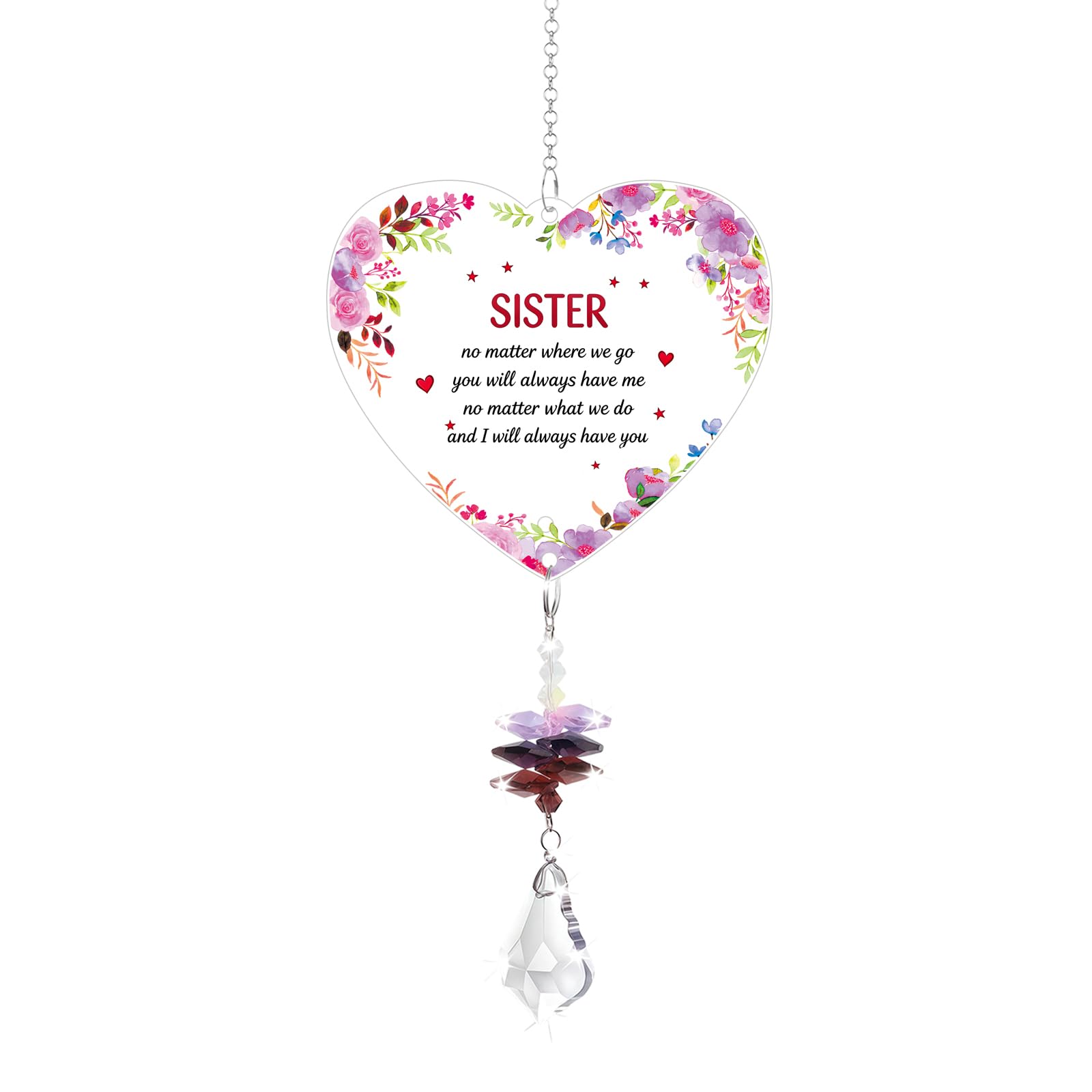 Sister Gifts, Crystal Suncatcher, Birthday for Sister, Sister Birthday Gifts,Special Presents for Big & Little Sisters For Graduation Christmas Anniversaries
