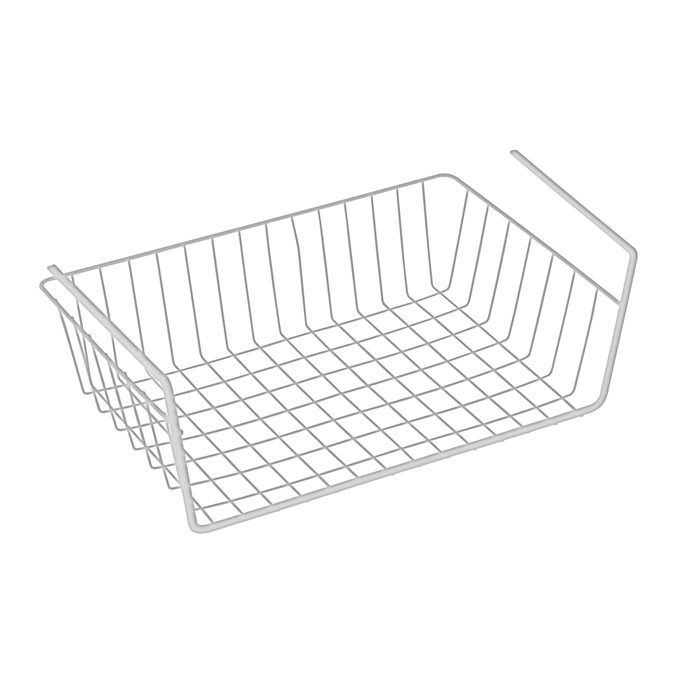 Hangmand, rek, 2 stuks onderrek, opbergmand, kastmand om op te hangen, hangmand van metaal, organizer voor onder kast, opbergmand voor keuken, kantoor, badkamer, kast, wit