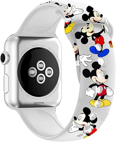 Vista 9 de Bandas temáticas de ratón de dibujos animados para Apple Watch, se adaptan a todas las series de iWatch, 1.496 in/1.575 in/1.654 in/1.732 in Negro