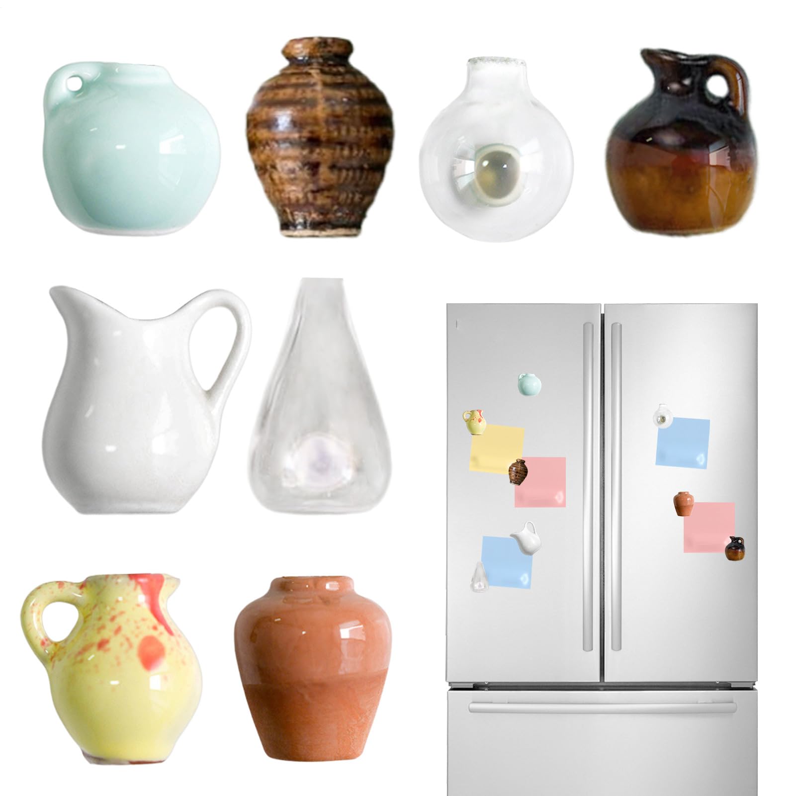 Aimants miniatures en forme de vase et aimant décoratif pour frigo et tableau