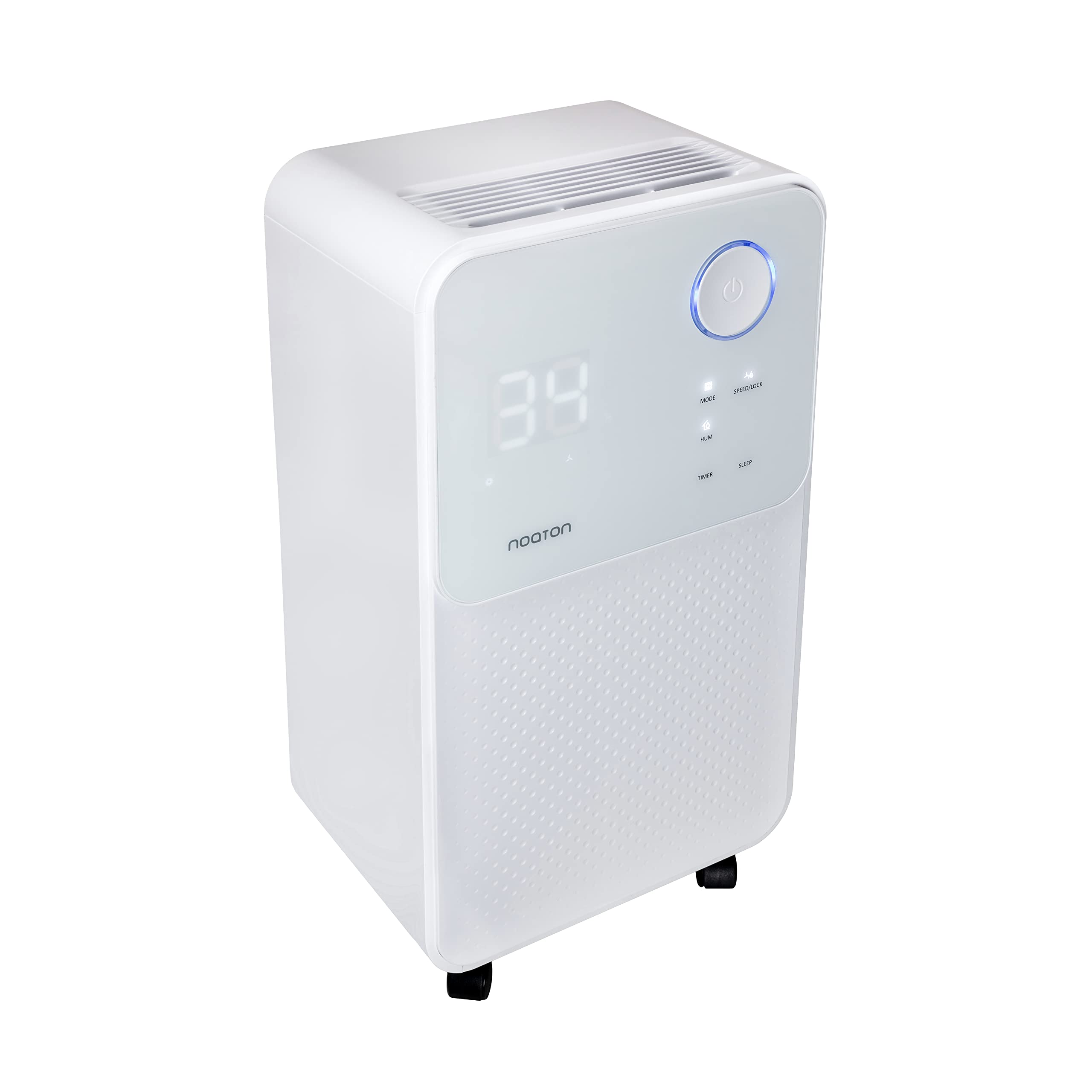 Deshumidificador y purificador de aire Noaton DF 4114, máximo 13,5 l/día, para espacios de hasta 25 m²/63 m3, máximo 180 W, Drenaje Continuo, Secado de Ropa, Temporizador 24h, Filtro de Carbón, R290