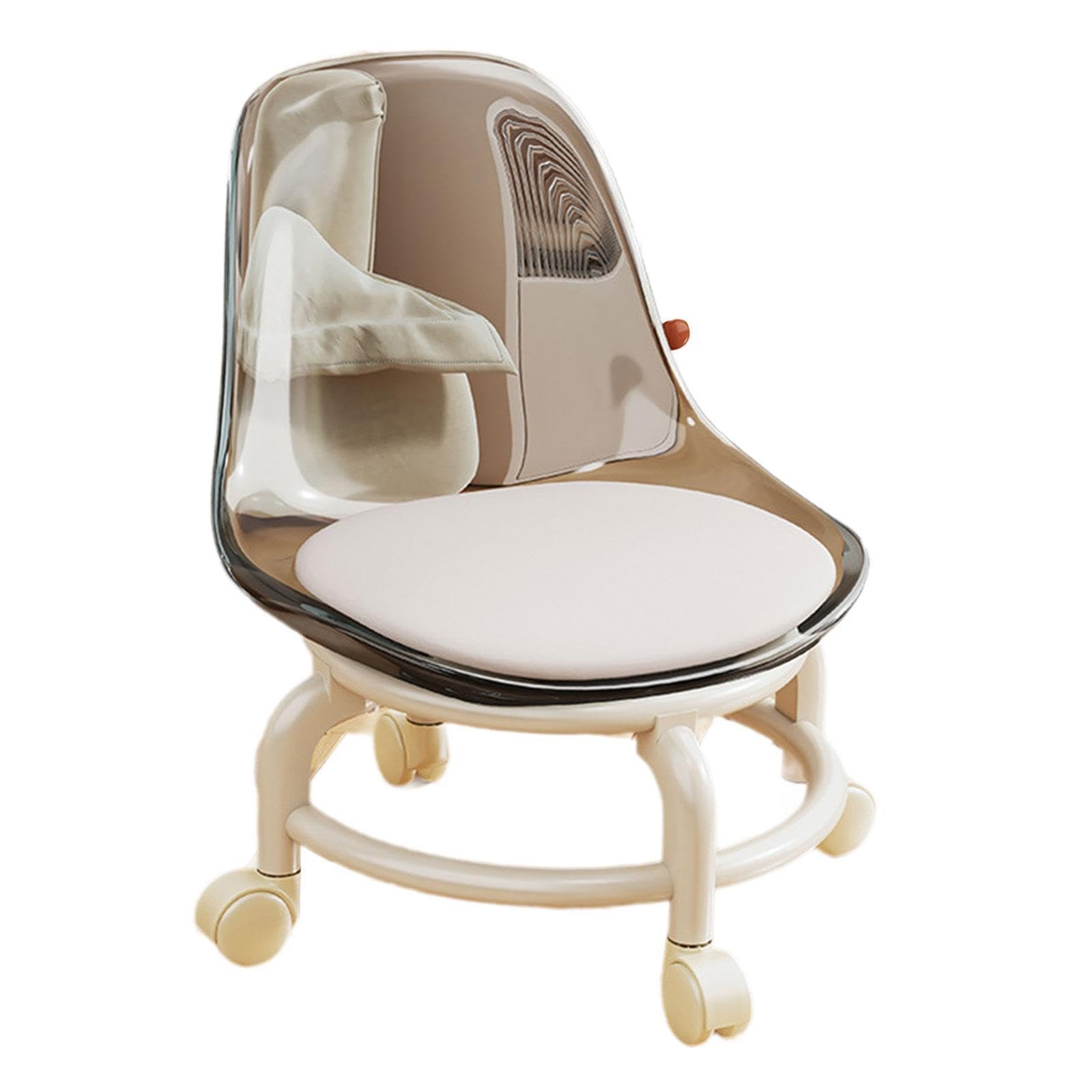 Sgabello Girevole con Ruote, Sgabello per Pedicure, per Ufficio, Garage, Pulizia Pavimenti Cucina, Barbiere, Grigio
