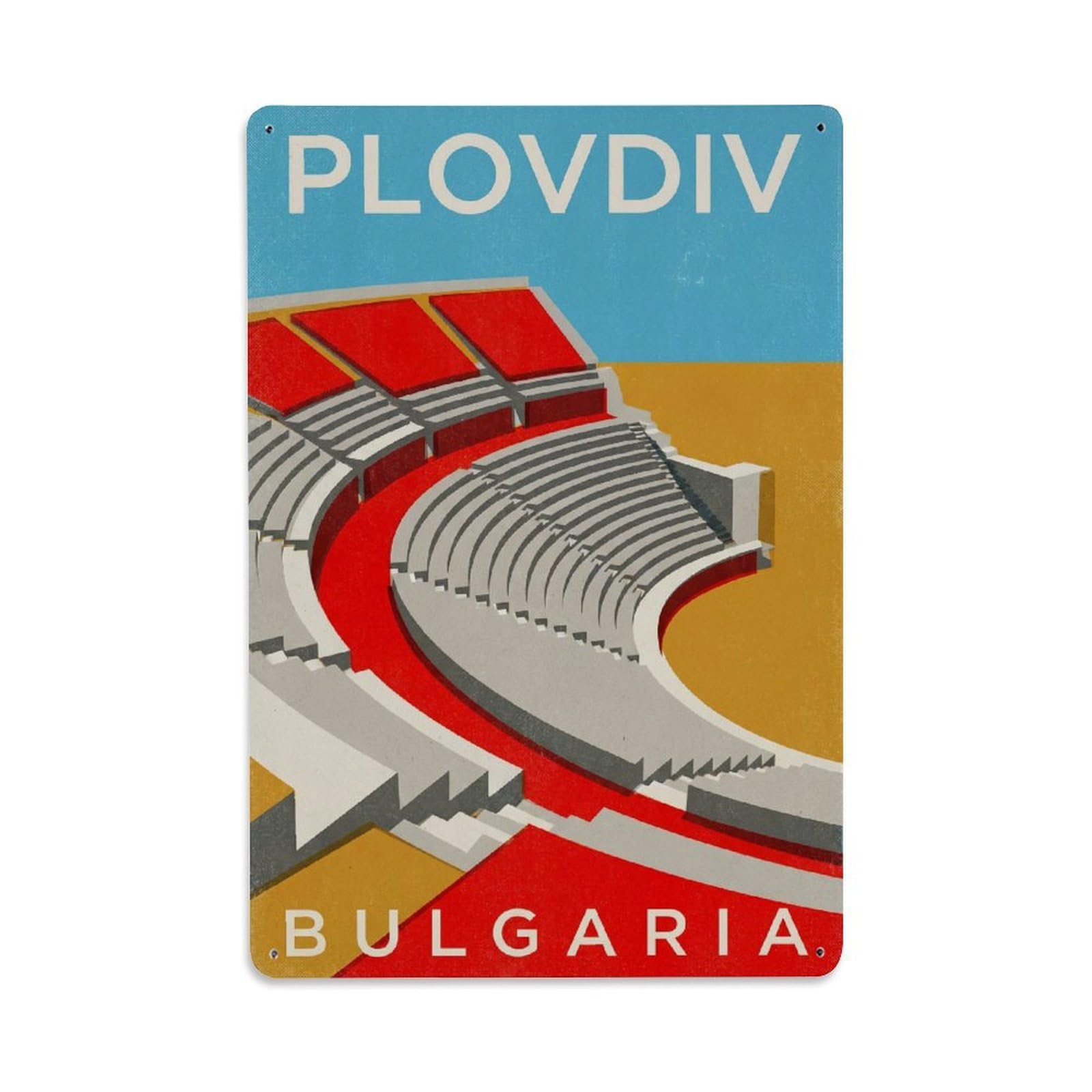 Travel Retro Bulgaria Plovdiv Metal Tin Sign