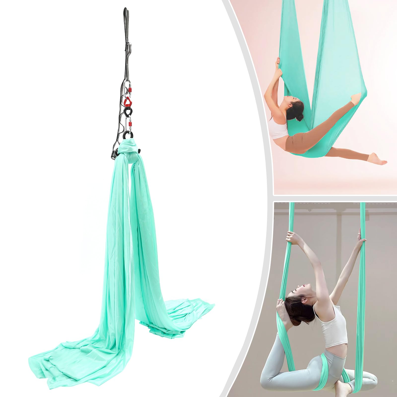 6.6 Yards Aerial Silks Equipment, Stretch Aerial Silk Starter Kit For Aerial Acrobatic Dance, Aerial Yoga Hammock 6m Long, Green