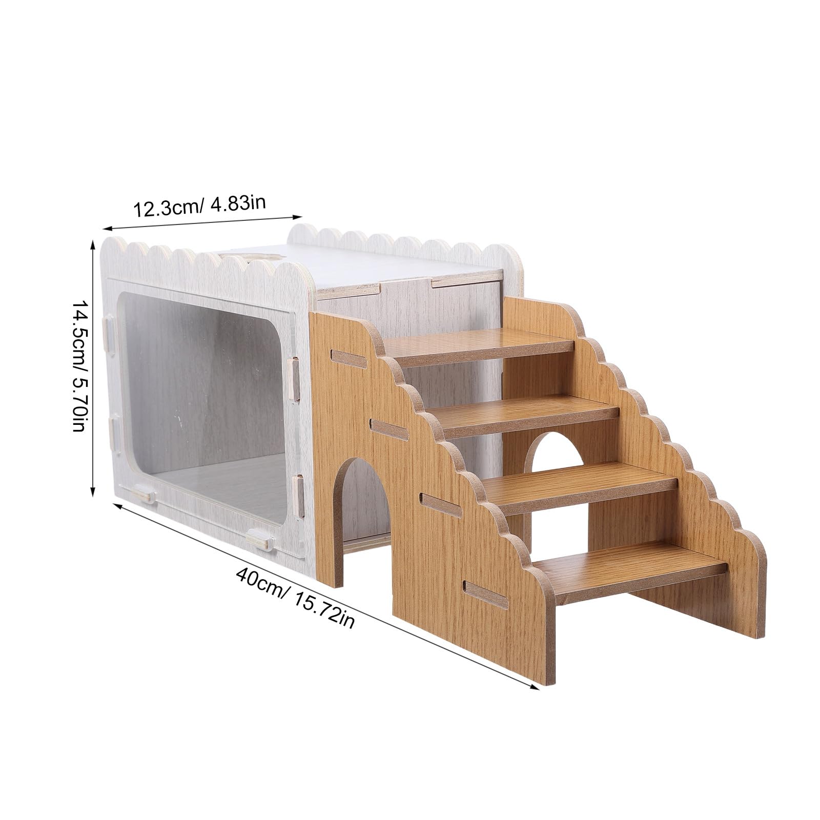 Operitacx Hamster-Versteck mit Kletterleiter, Holzhaus zum Schlafen und Spielen für Hamster, zweistöckiges Kleintierhaus für Rennmäuse, Mäuse und Ratten