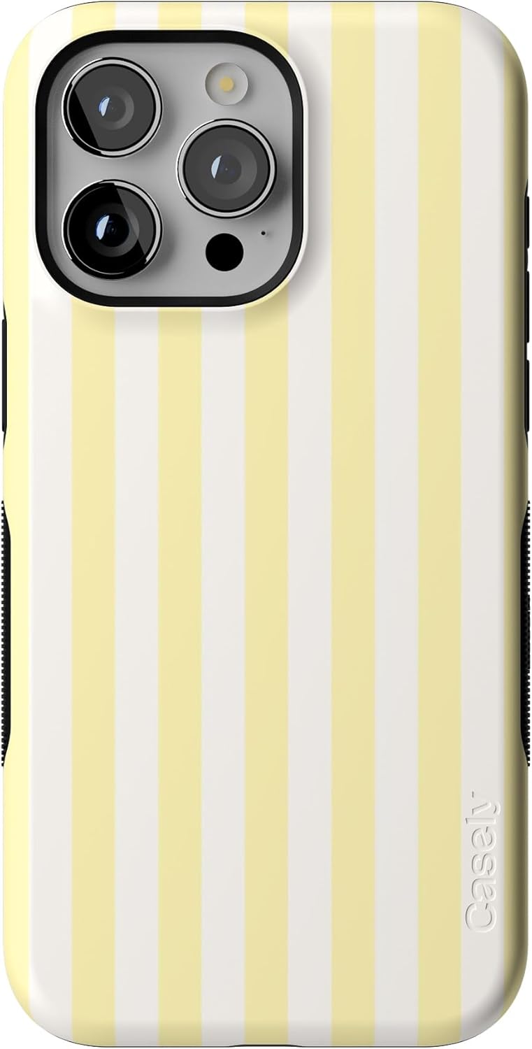 Casely iPhone 15 Pro Max Case | Butter Yellow Stripes | Sunday Best | Bold Protective Design | Compatible with MagSafe