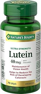 Nature's Bounty Ultra Strength Lutein 40mg with Zeaxanthin, Eye Health Supplements, Support Vision Health, 75 Softgels