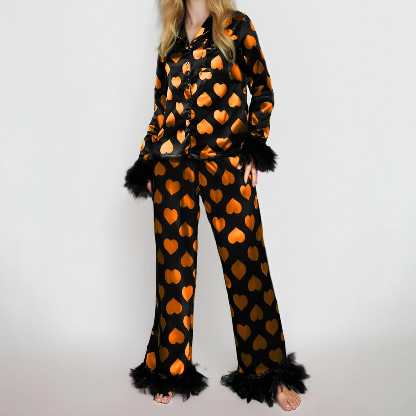 Damen Zweiteiliges Set Hemd Hose als lässiger Pyjama für gemütliche Stunden