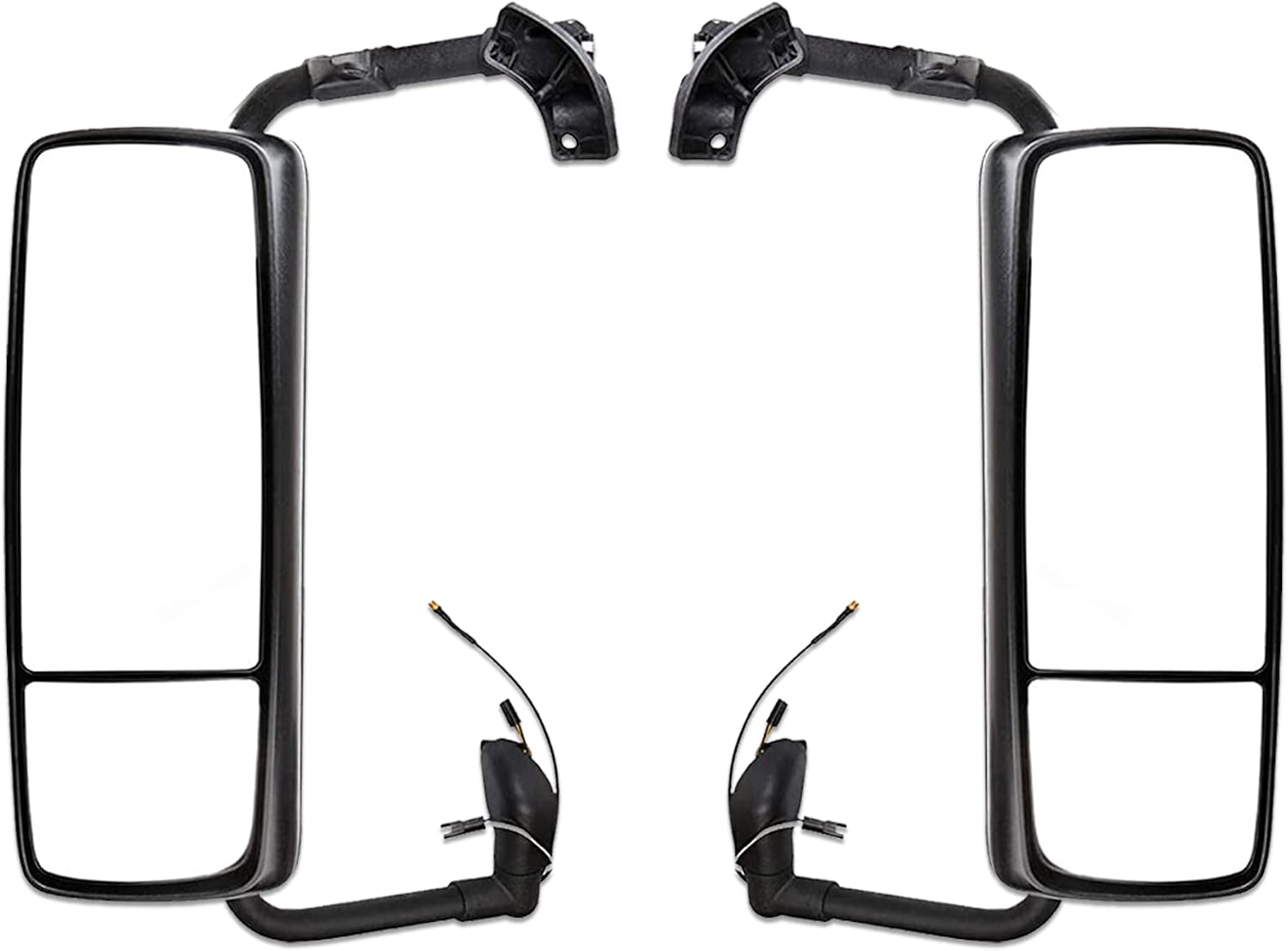 KOZAK Door Mirrors Chrome Power Heated (Driver Left & Passenger Right Side) Set Compatible with Volvo VNL VNM VNX VNR 2004-2024 PLUS Arm brackets, Logo, 2x 22" Wipers, Keychain and Vest
