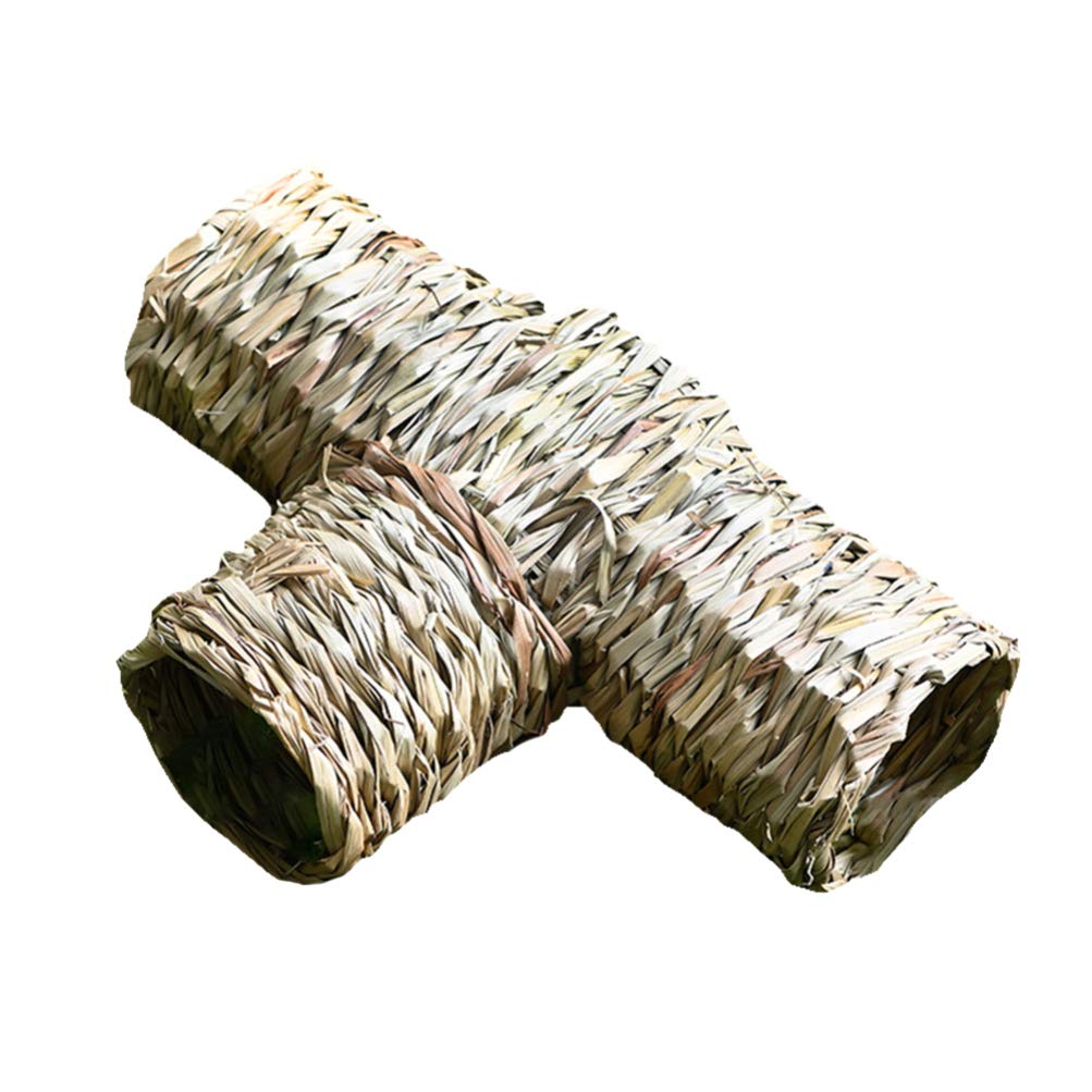 VILLCASE Hamster Grass Tunnel Toy - Natural Edible Chew Tunnel For Small Pets Like Rats, Guinea Pigs & Chinchillas