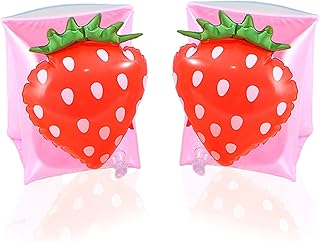 VIKSAUN Inflatable Swimming Armbands Strawberry Arm Bands Baby Floats Toddler Armbands Kid Armbands Baby Armbands for Pool Water Sports Learning Swim Training Aid Aged 3-6 Safety Equipment