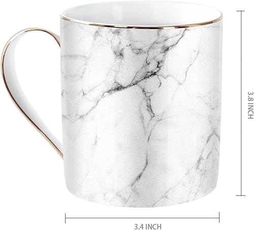 Miniatura 9 de WAVEYU elegante taza de cerámica, creativa taza de café dorado con asa para desayuno, para leche, para hombres y mujeres regalos ideales.