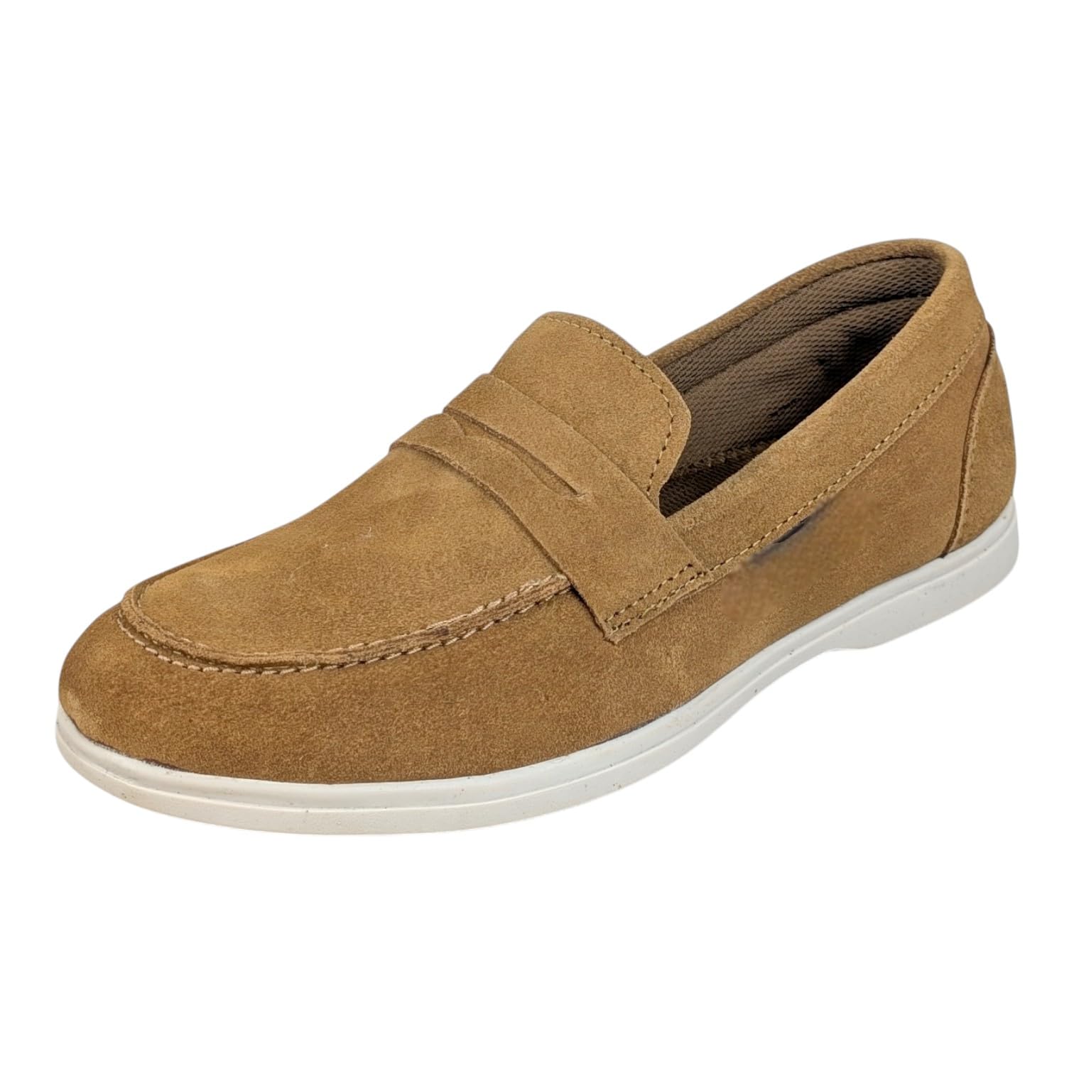 ovee Men's Casual Suede Penny Loafers, Grey Slip-On Shoes with White Sole, Classic Comfort Moccasins-picture-9