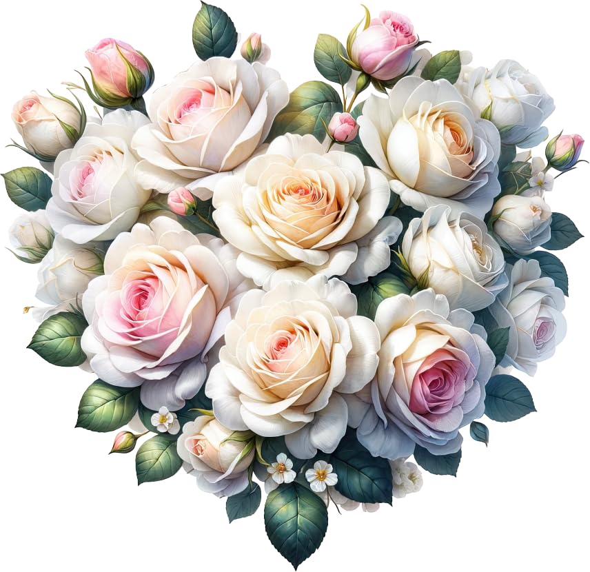 x4 White Rose Heart Vinyl Stickers, Cover up Marks, Weatherproof, Hardwearing & Vibrant, Multi-purpouse Ideal for Phone case, Cups, Wine Glass, Toilet, car, Wall & All Projects. โ image 1