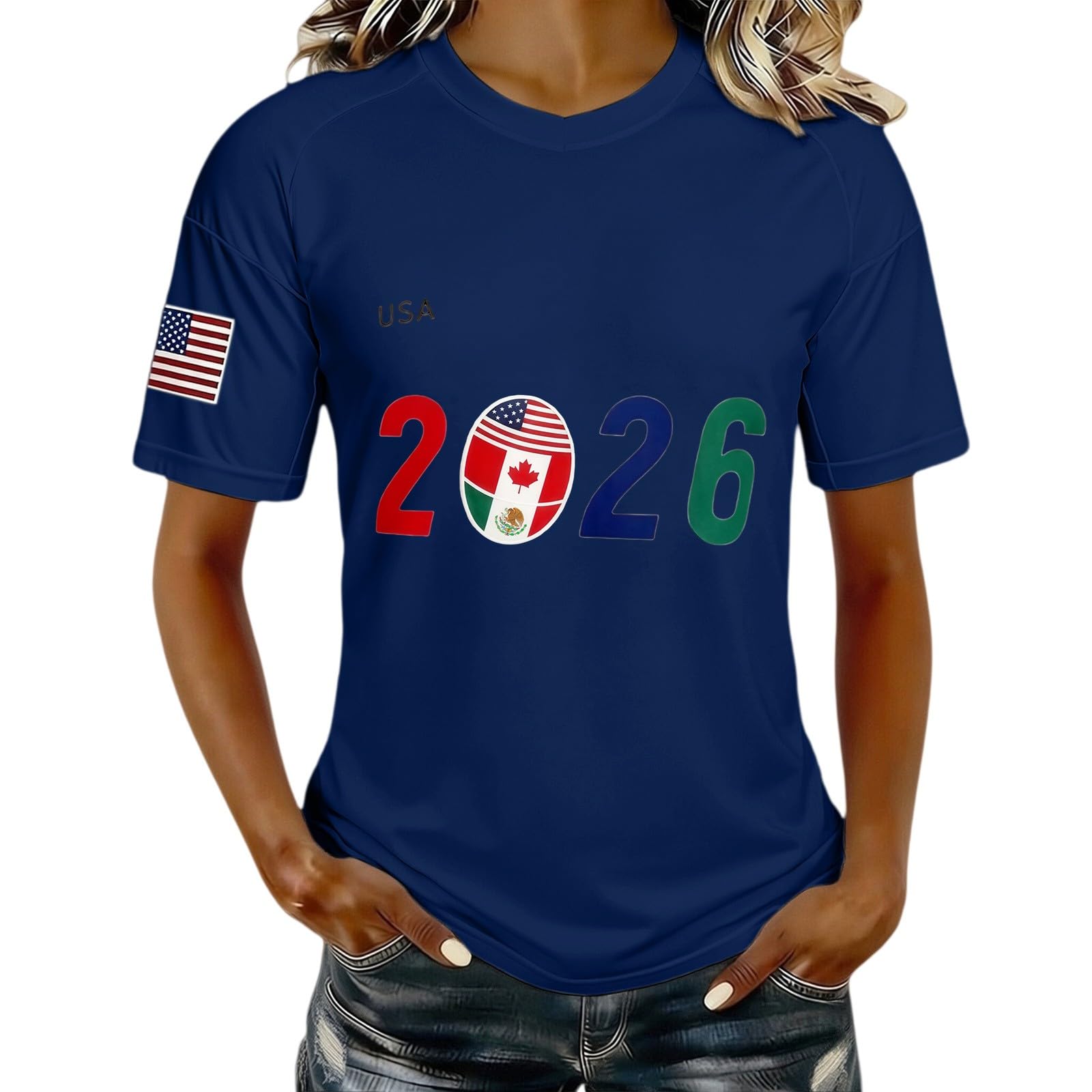 World Cup 2026 Football T-Shirt England Football Shirts Clear Printed Lightweight Tops Sports Jerseys Tshirt Breathable Comfortable Clothing (Navy, XL)