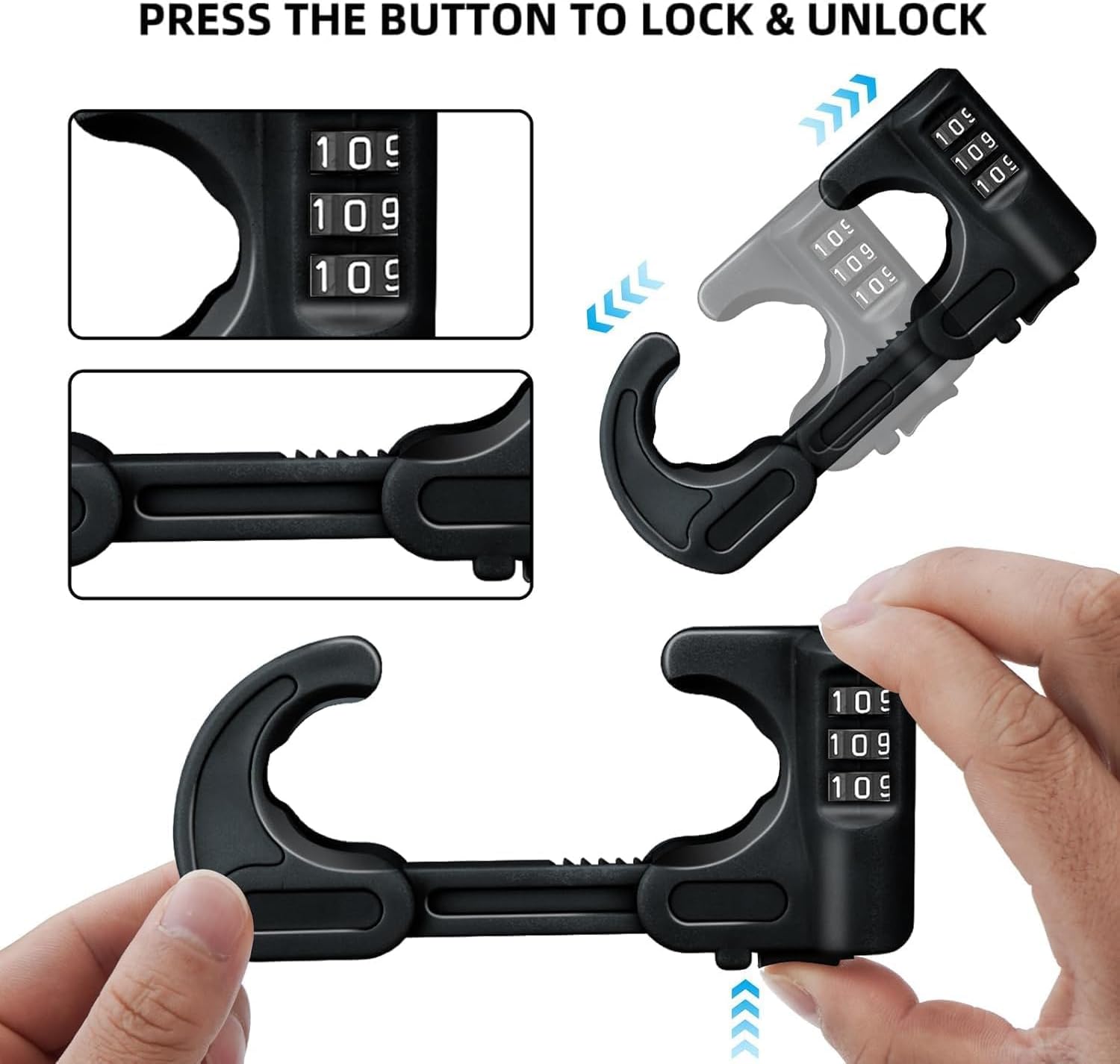 4 Pack Cabinet Locks with Combination Baby Proof Cabinet Door Lock Multifunctional Adjustable Child Safety Lock Knobs Door Lock for Knob Handle (Black)