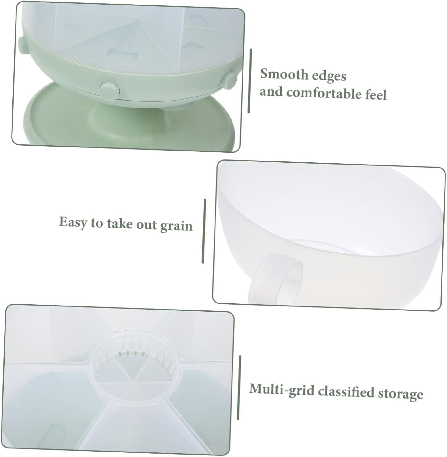 Mikinona Rotatable Rice Dispenser Airtight Food Storage Container for Grains Beans and Cereal Versatile Kitchen Storage Holder Practical Function and Safe Sealing for Home Organization