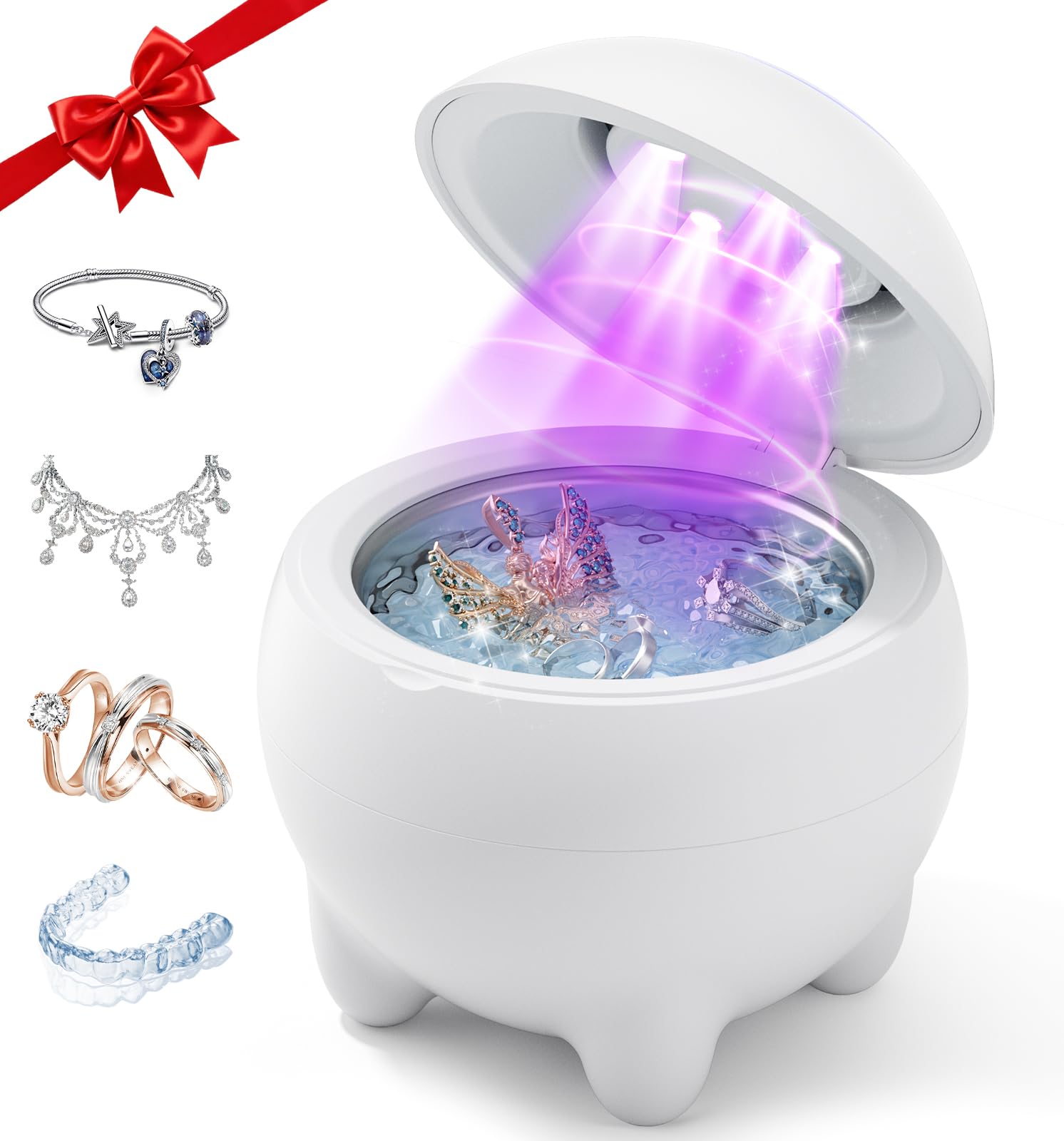 Photo 1 of Ultrasonic Jewelry Cleaner Machine, 45KHz Retainer Cleaner Ultrasonic Professional for Dentures, Ring, Earrings Sterling Silver Deep Cleaning with 4 Modes, Timer, Low Noise, 304 Stainless Steel Tank