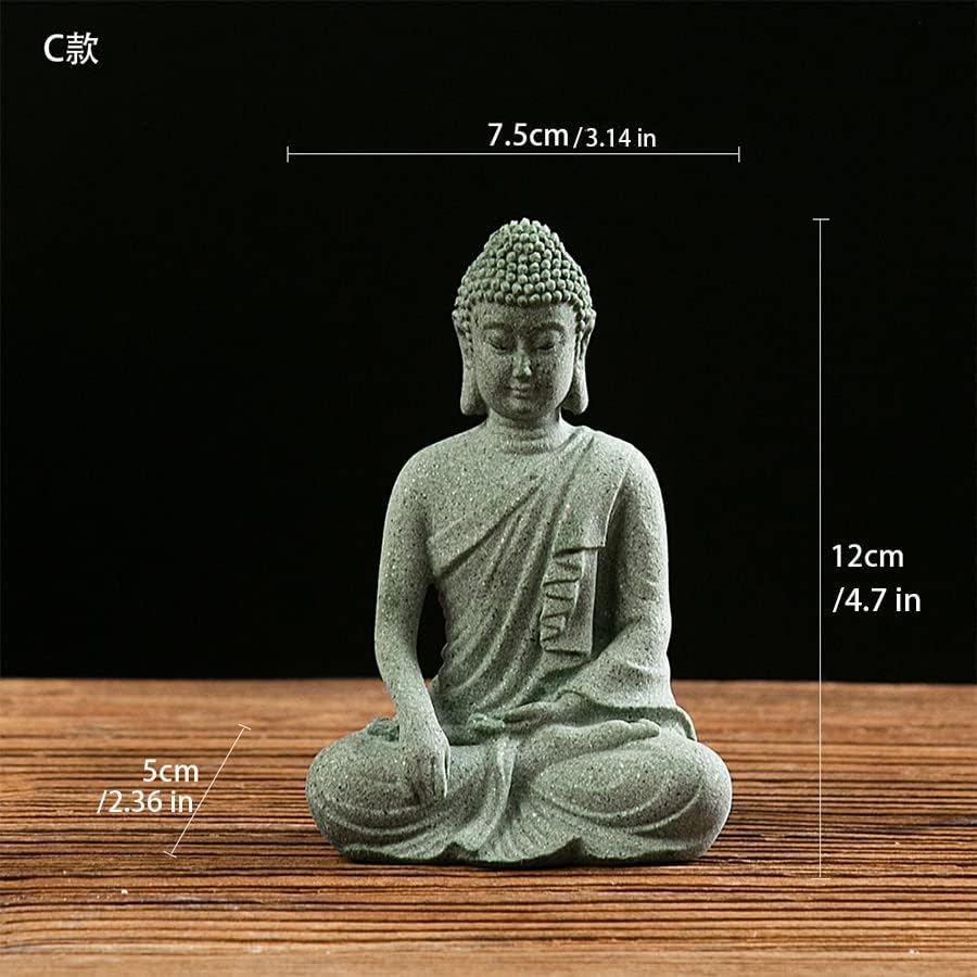 Miniatura 2 de Estatua de Buda Mini Buda, piedra arenisca natural, hecha a mano para jardín zen, peces, acuario, yoga, bonsái, micropaisaje, espiritual, Fengshui,