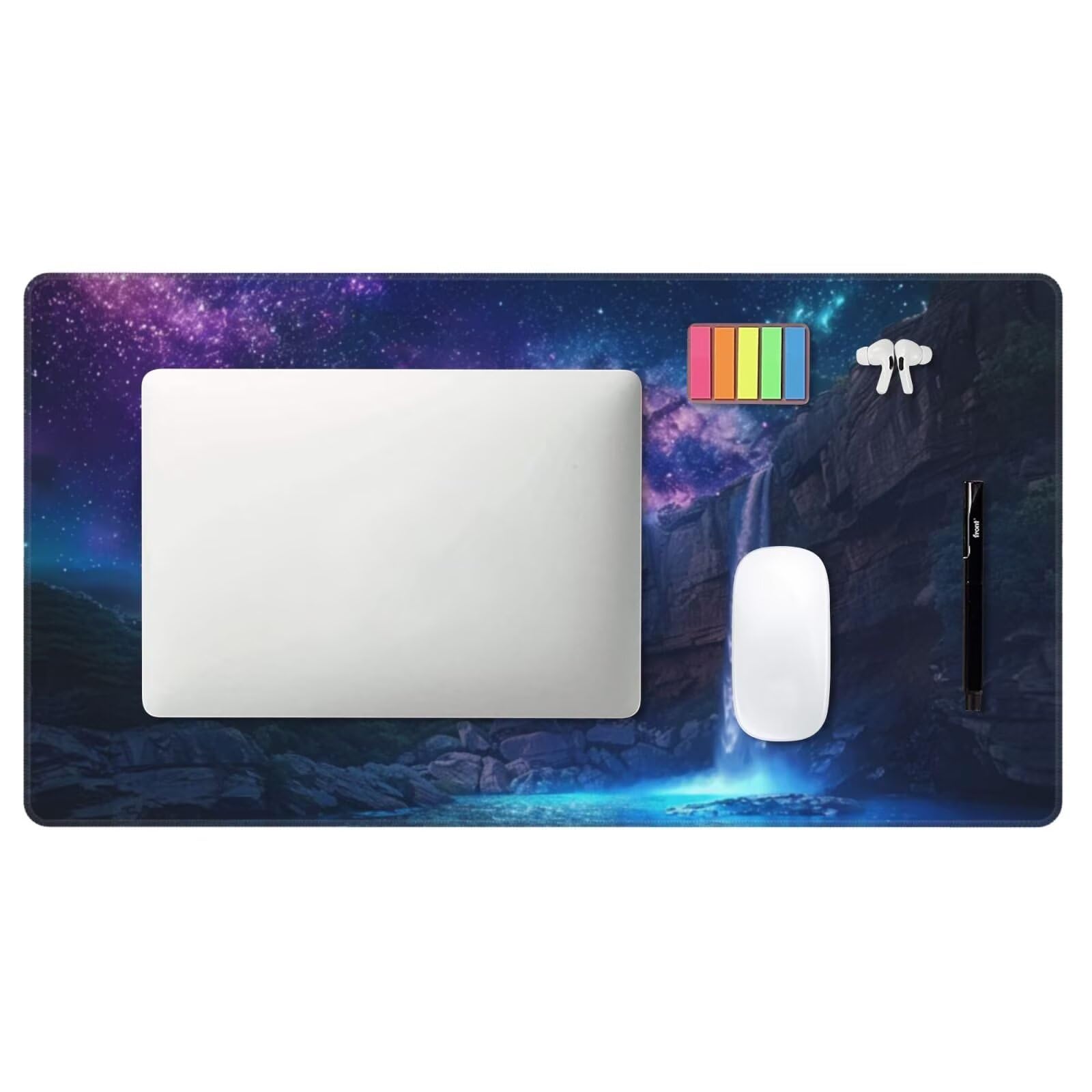 Alfombrilla de Ratón Gaming Grande XXL 1200x600x4mm con Bordes Cosidos Tela de Micro Tejido, Base de Goma Antideslizante y Mouse Pad, para Teclado Escritorio, PC, Oficina Cielo Estrellado Morado Y6903