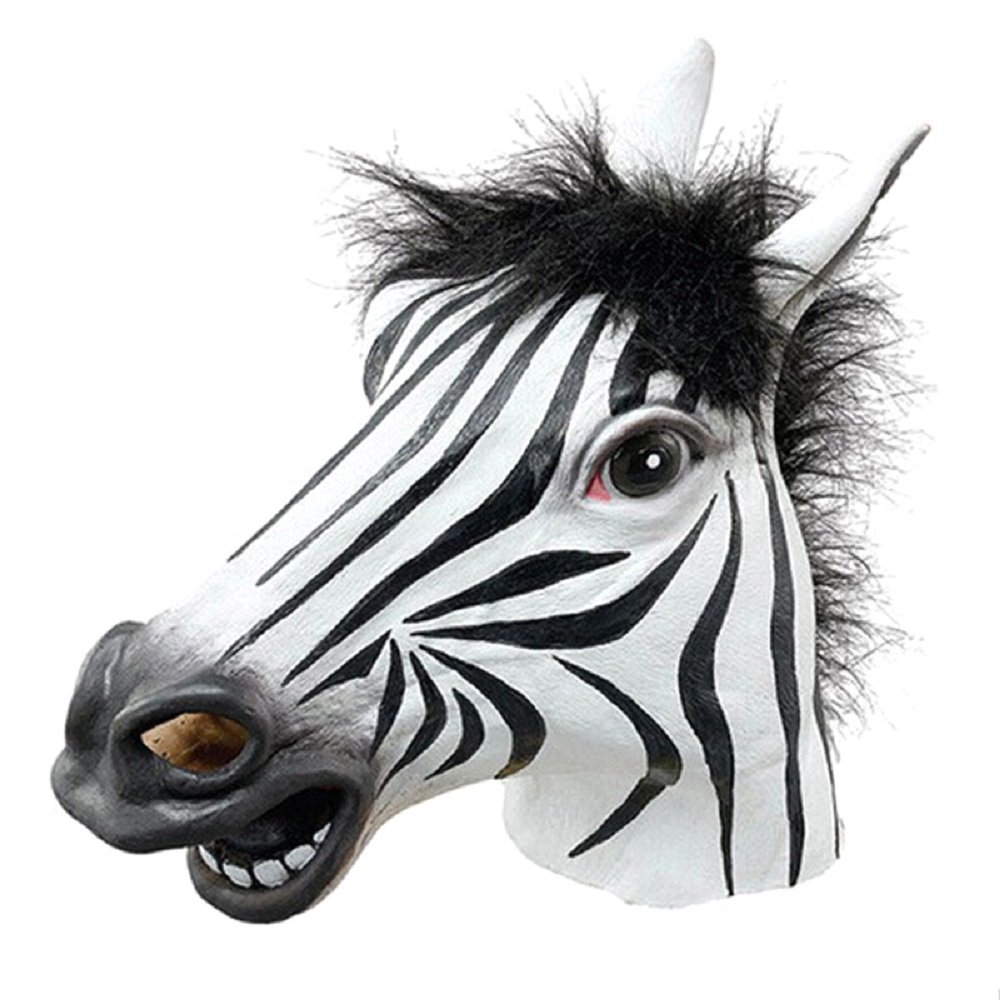 Fun Halloween Mask Realistic Latex Horse Head Interesting Party Masquerade Masks Silicone Face Zebra Mask