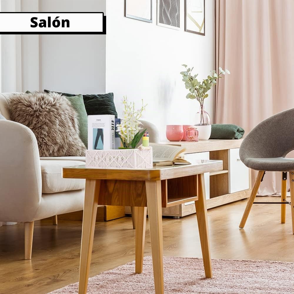 2 cestas de almacenamiento de macramé con asas de madera, HAOTIAN-X blanco boho decoración de baño cestas tejidas para estantes, encimeras hechas a mano, cajas de organizador de armario de inodoro