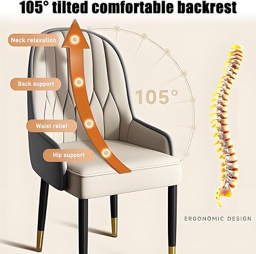 Miniatura 4 de YVYKFZD Dining Chairs Set of 2/4, Kitchen Chairs with Back and Metal Legs, PU Leather Dining Room Chair, Armless Comfy Side Chair, for Living Room,