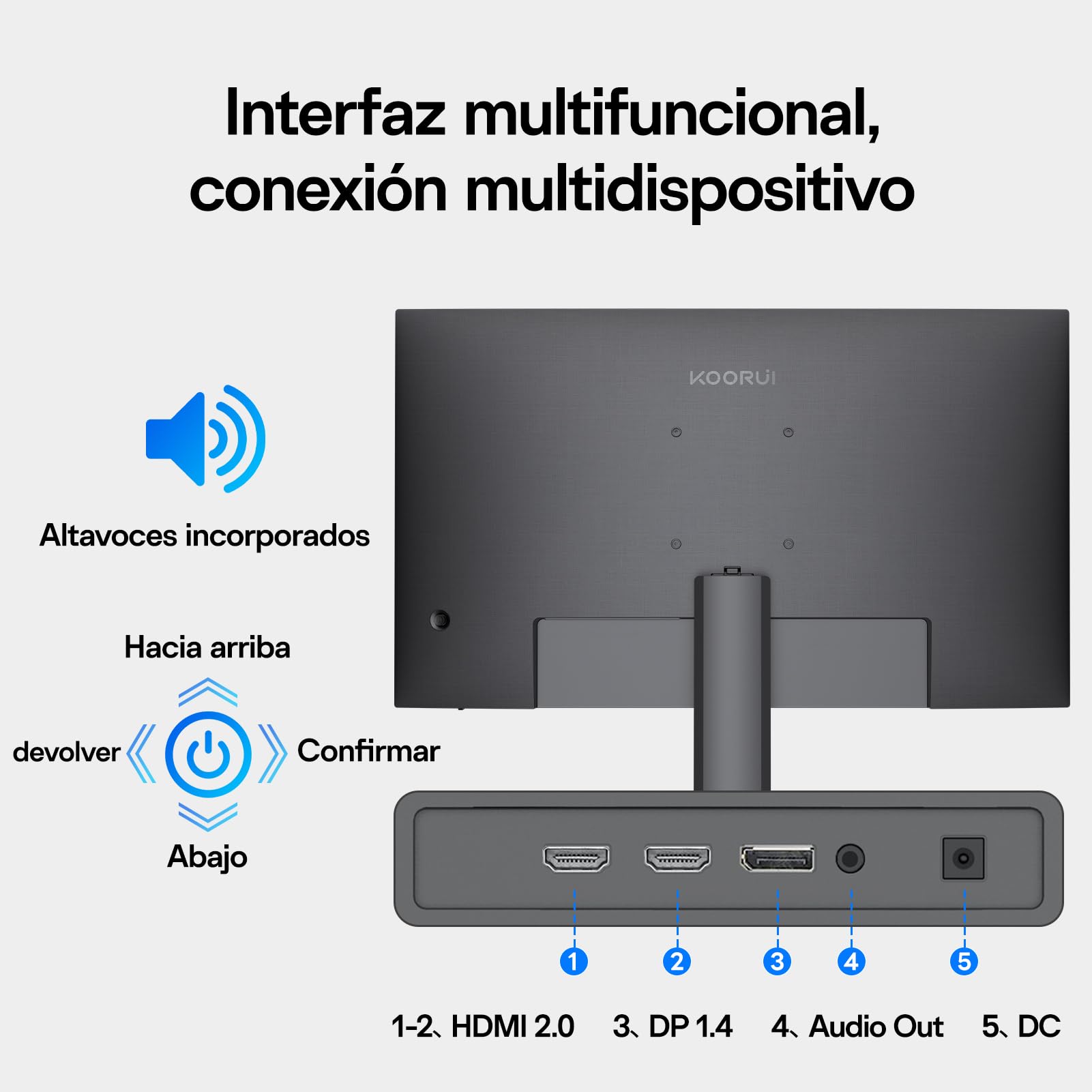 KOORUI Monitor 32 Pulgadas 4k, UHD 3840×2160, VA, 60Hz, Adaptive Sync | 95% DCI-P3,HDR10,sincronización adaptativa,Altavoces Integrados x 2,HDMI 2.0 ×2 y DP 1.4,VESA 100×100