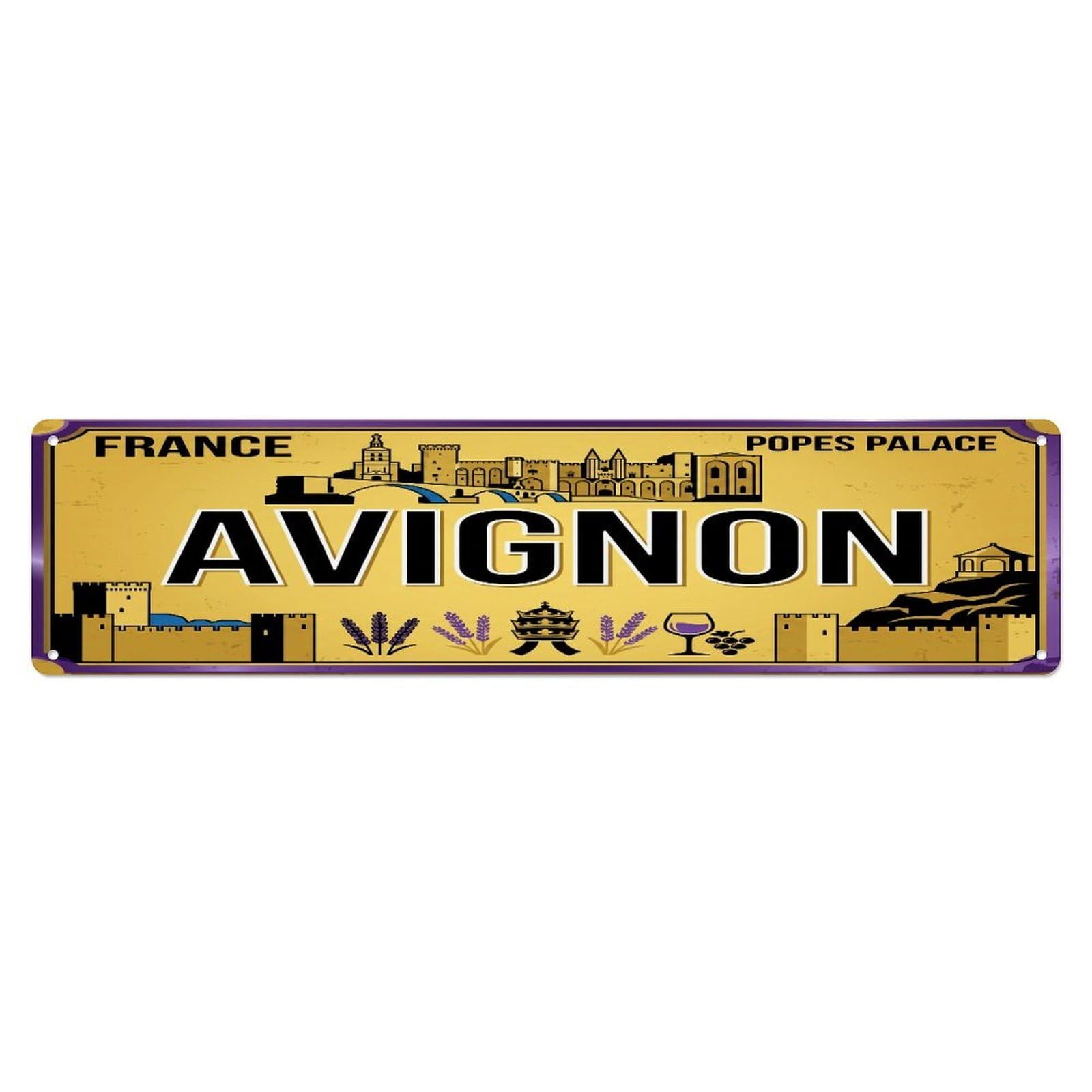 Tgrcjimh Style Metal Tin Sign Vintage Travel Avignon Palace Bridge Pope