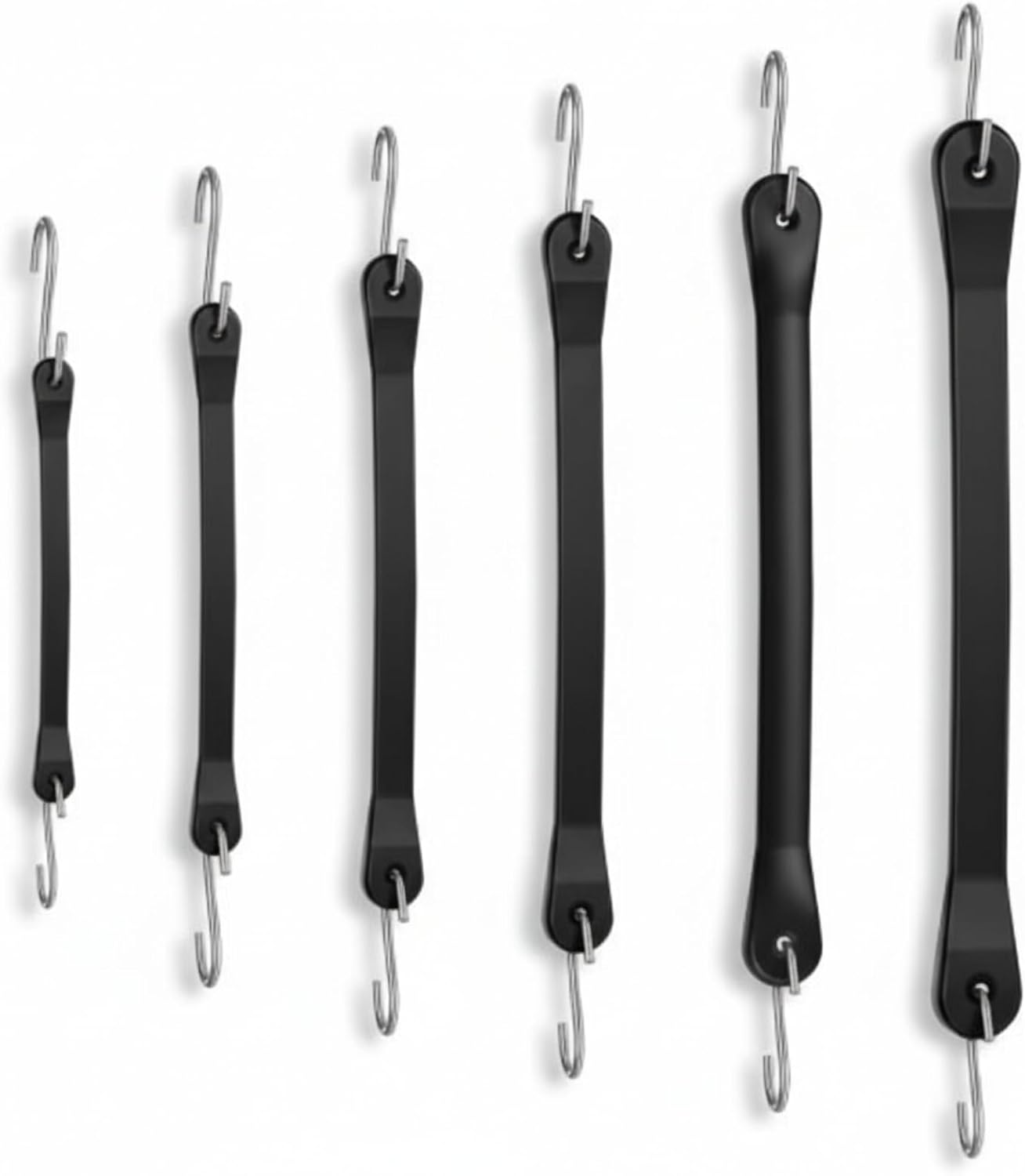 6 Pcs Rubber Bungee Cords with Hooks, Heavy Duty Outdoor Bungee Straps, 9" 10" 15" 21" 31" 41", Stretch Straps with 1.8X Max Stretch, 100% Epdm Rubber Cords for Outdoor Cargo Tarp Truck Motorcycle