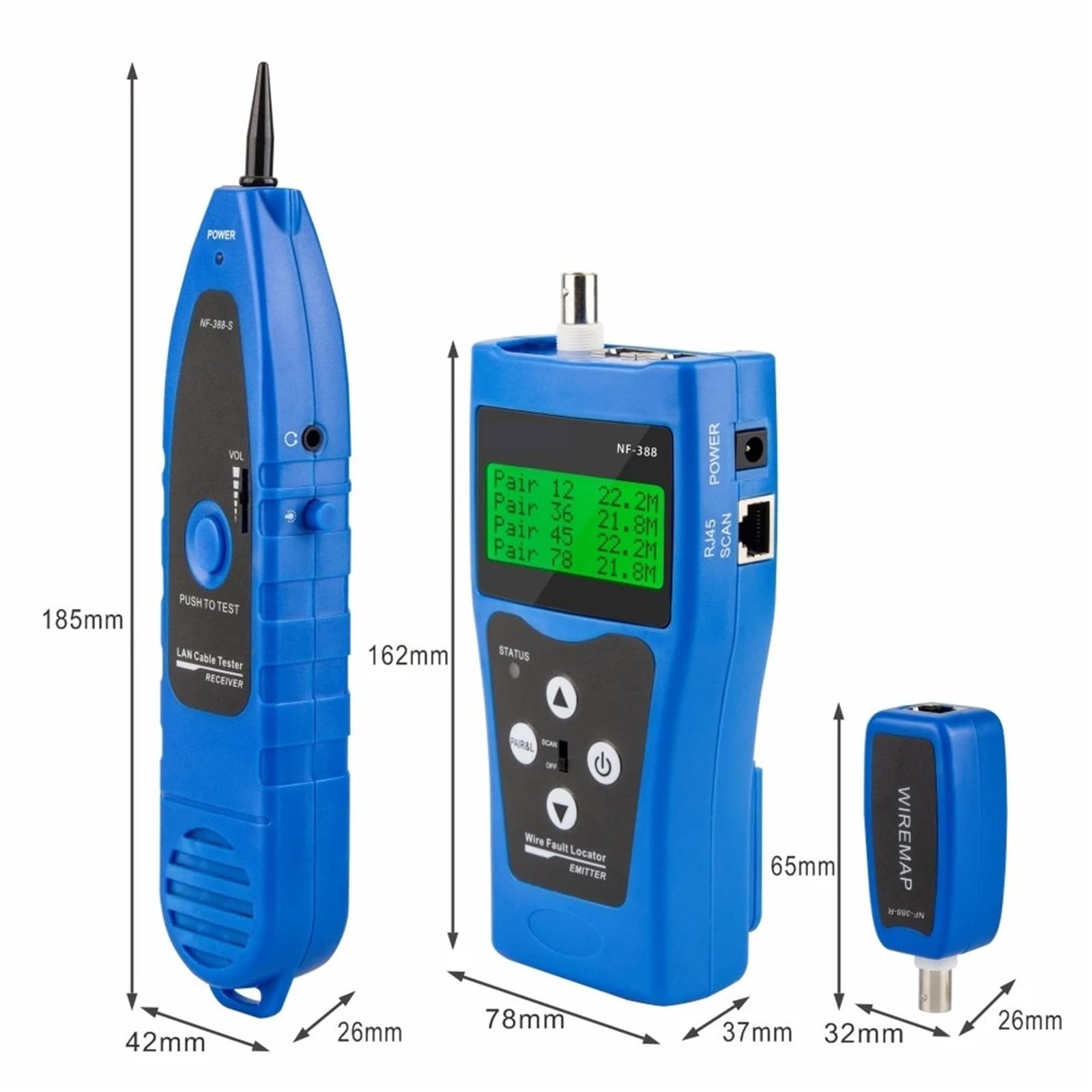 Localizzatore di Cavi, Tester multiuso for cavi telefonici LAN di rete 8 prese prova remote, Hunt 5E, 6E Wire Tracker Misura la lunghezza del cavo