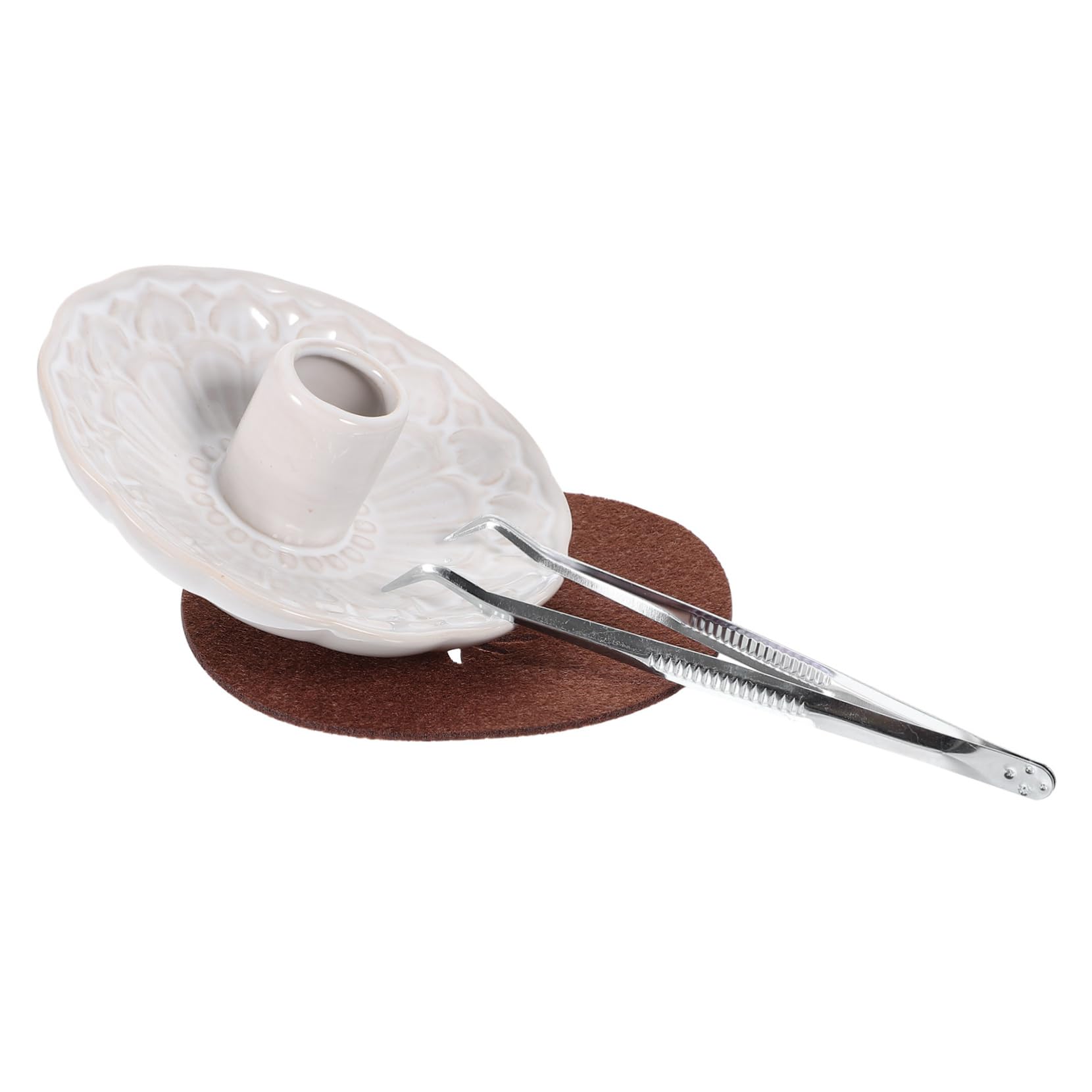 Cabilock 5 Sätze Räucherstäbchen Halter aus Holz und Keramik für Meditation und Aromatherapie Design für Wohnzimmer Schlafzimmer und Yoga Pinzette und Unterlage